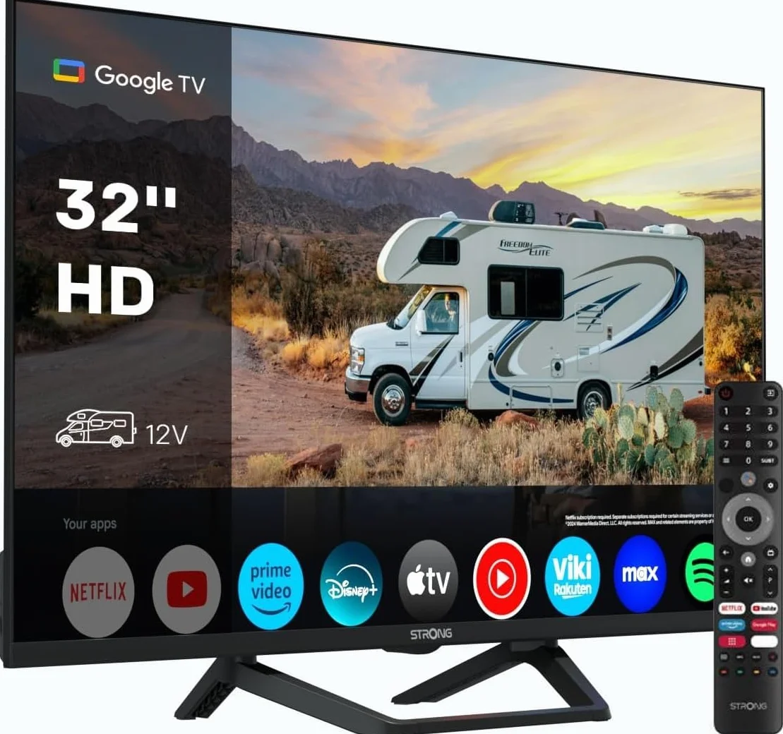STRONG SRT32HG4723C 32" TV HD DVB-S2/C/T2 12V Camping-Car Cuisine Chambre Bateau 2 HDMI 1 USB Noir
