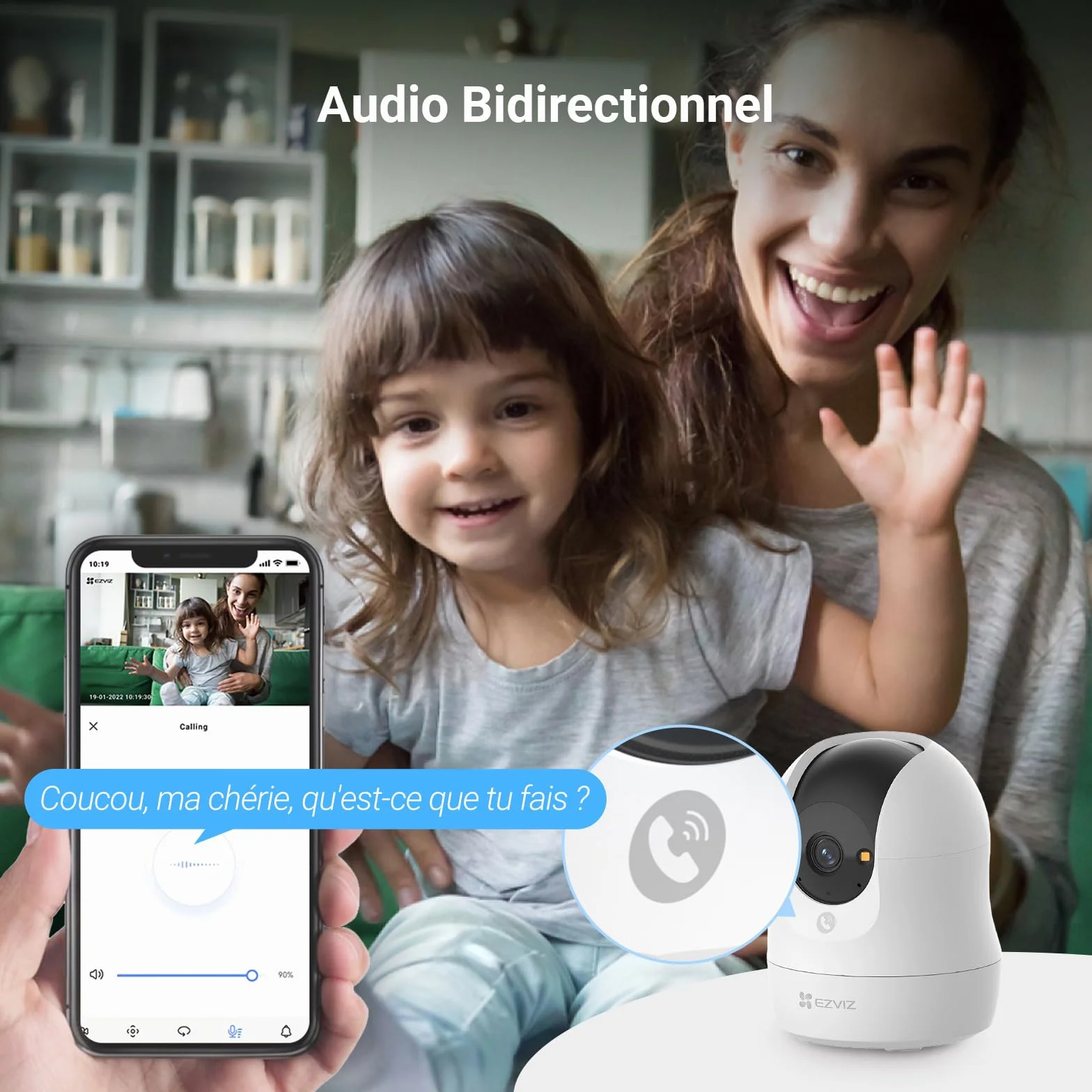 EZVIZ C6N G1 4K Caméra Surveillance WiFi Intérieure 360° Vision Nocturne Couleur WDR