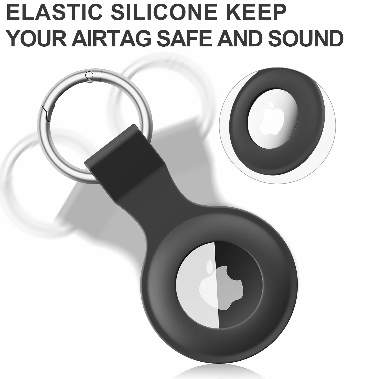 Oumida Coque AirTag Porte Clés pour Apple Airtag, Étuis en Silicone pour Apple Airtag avec Porte Clés, Mini Coque de Protection pour Apple AirTag Tracker pour Sacs à Dos