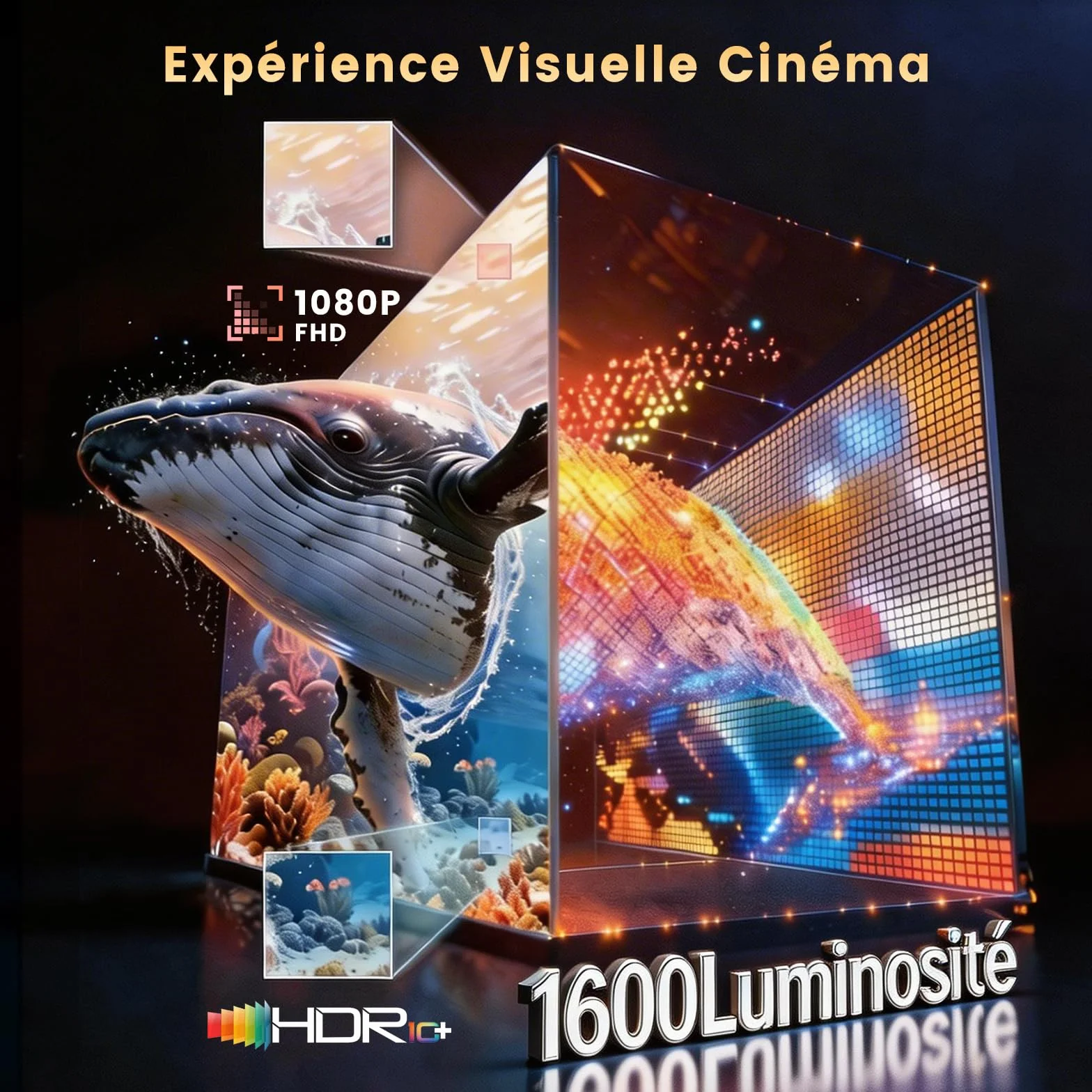 Jimveo Videoprojecteur 4K Mini Ultra Courte 1080P 1600 Lumens AutoFocus Keystone WiFi6 Bluetooth5.4