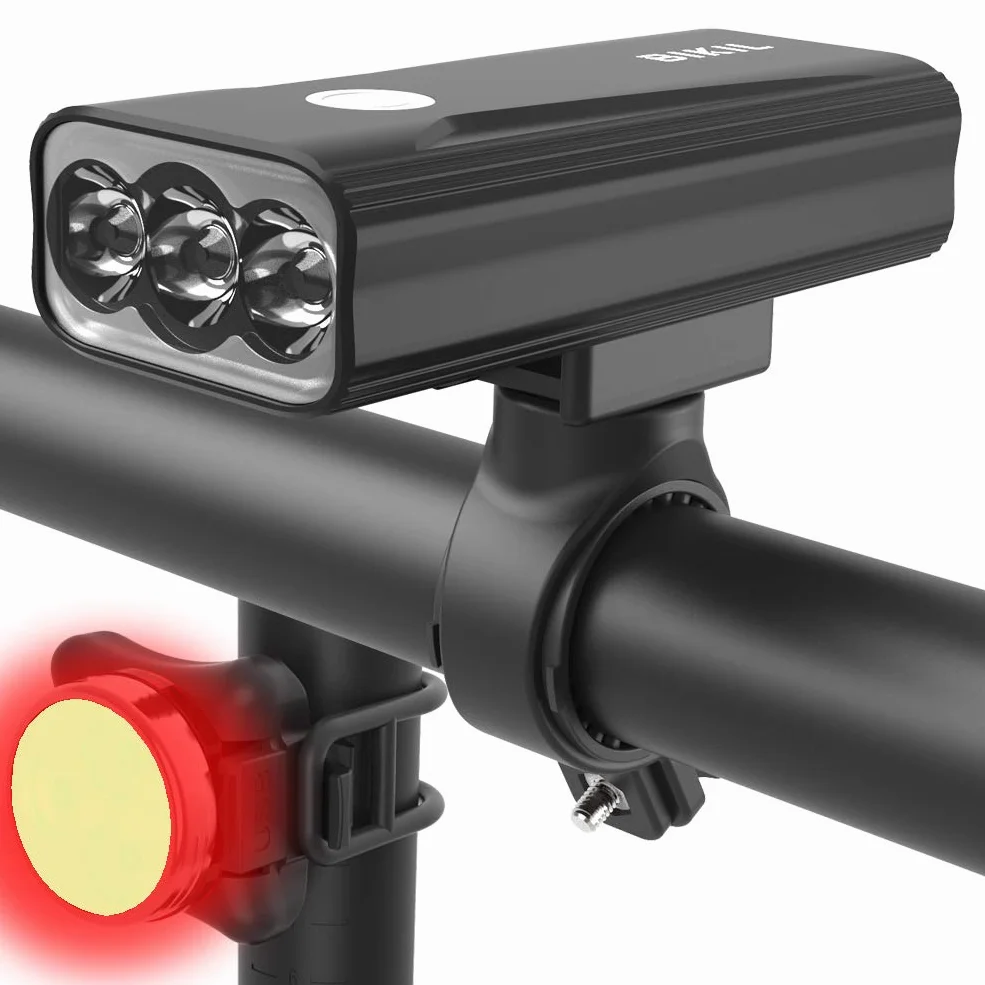 BIKIL Lumiere Velo 6400mah Lampe Velo Rechargeable USB C LED 2400 Lumens Etanche Phare VTT Course Cycliste