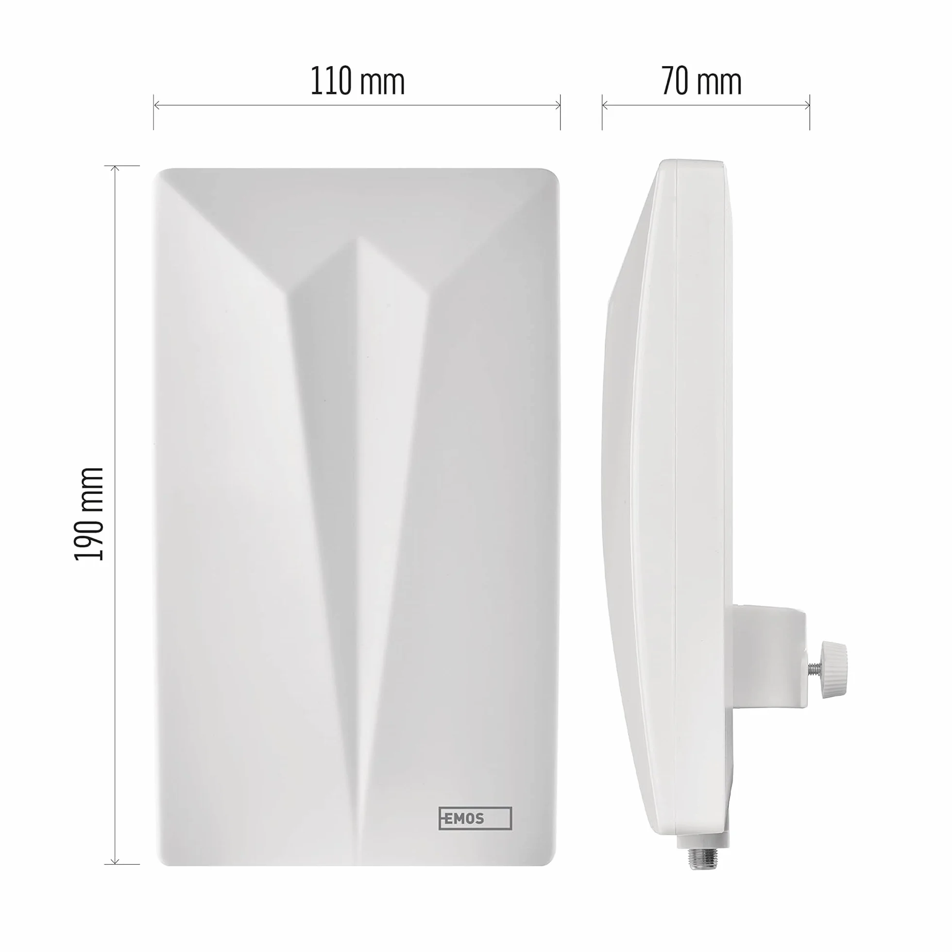 EMOS - Antenne intérieure/extérieure Village, antenne Active pour la réception Longue portée (0-80 km) de DVB-T2, Dab, FM, Full HD, avec Filtre de Blocage LTE, Filtre 4G, 5G et amplificateur intégrés