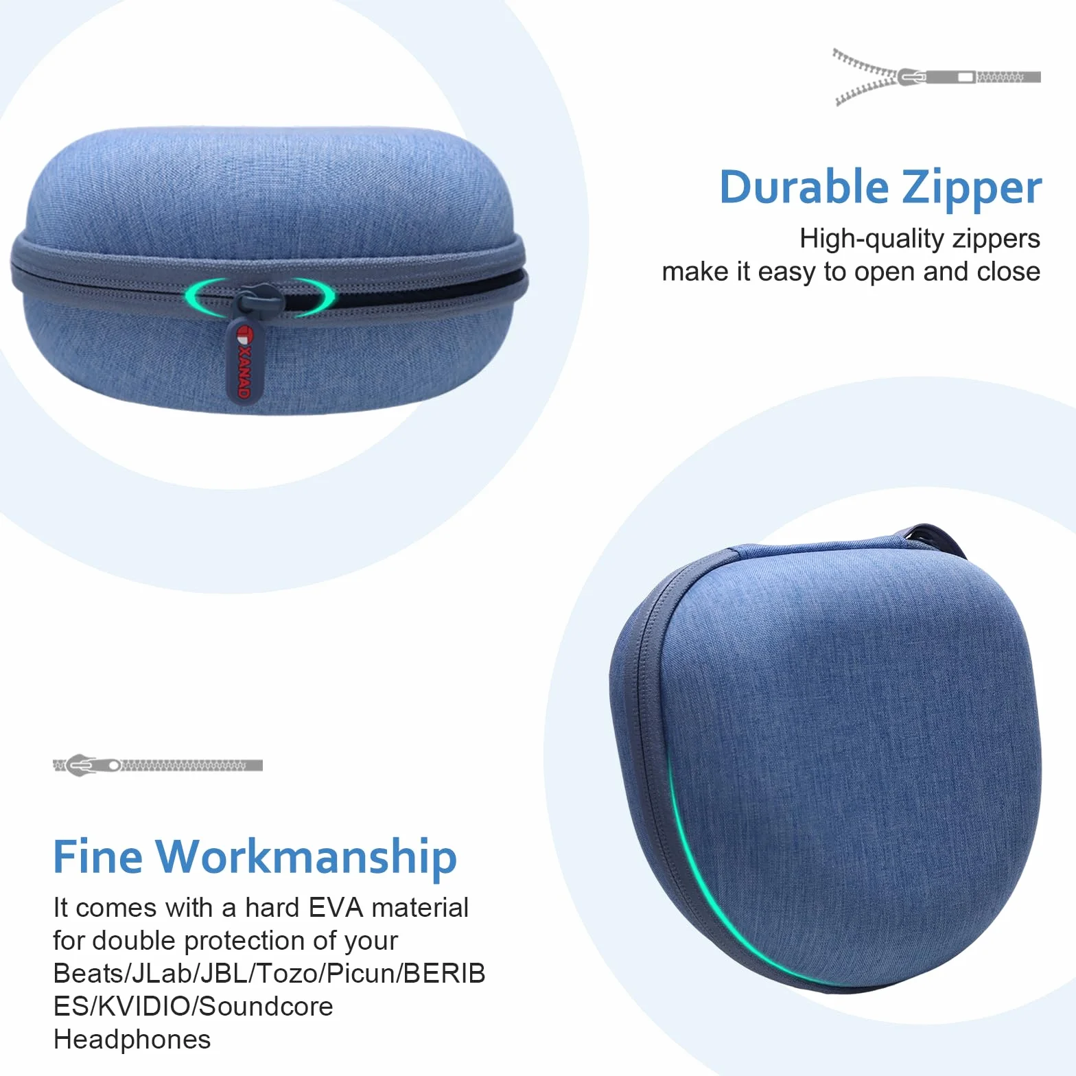 Étui de Protection pour Casque Bluetooth JBL Sony Bose Soundcore (Bleu)