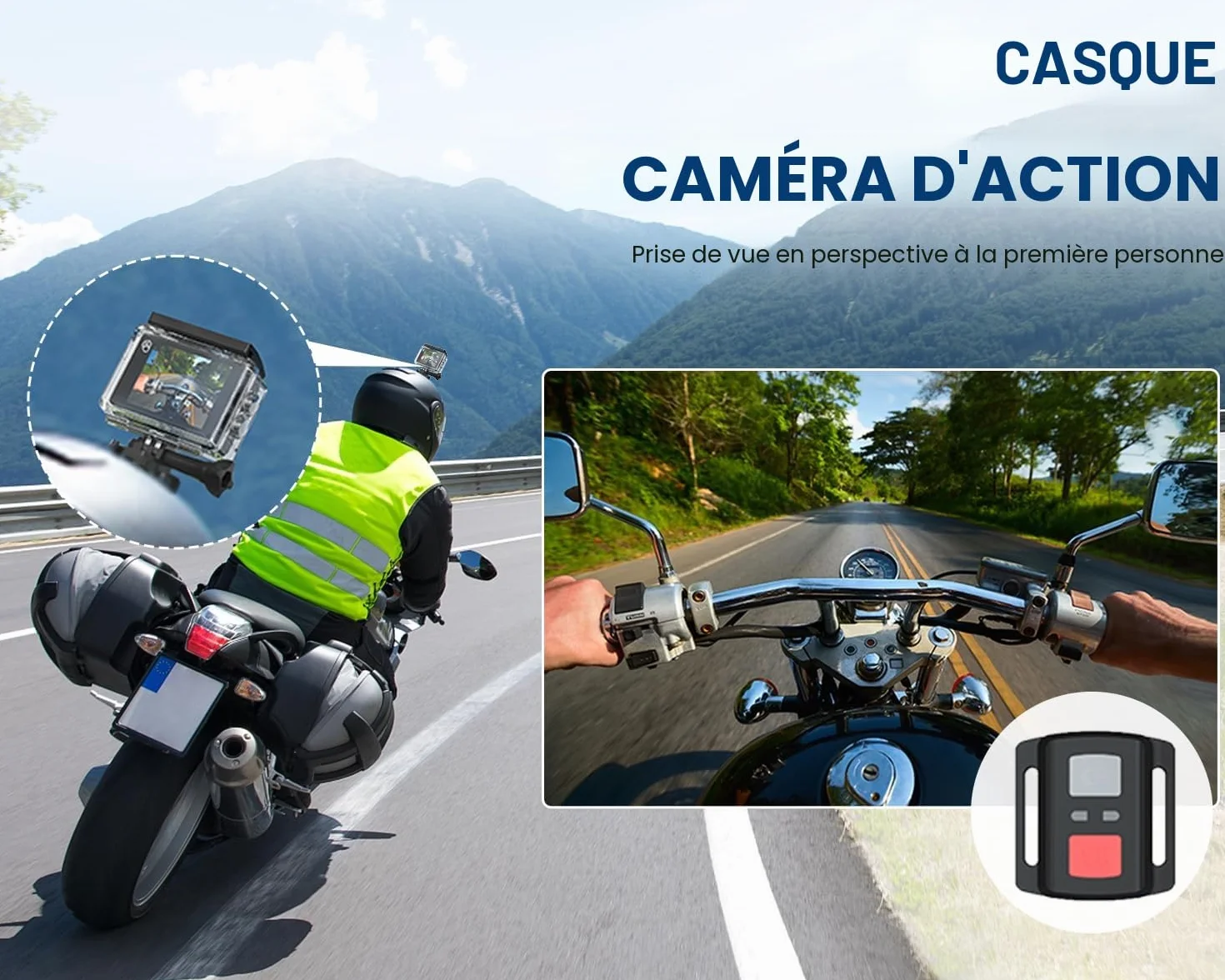 Caméra Sport 4K60FPS 48MP Écran Tactile 64GB Carte 40M Étanche EIS 170° WiFi Télécommande 2x1350mAh