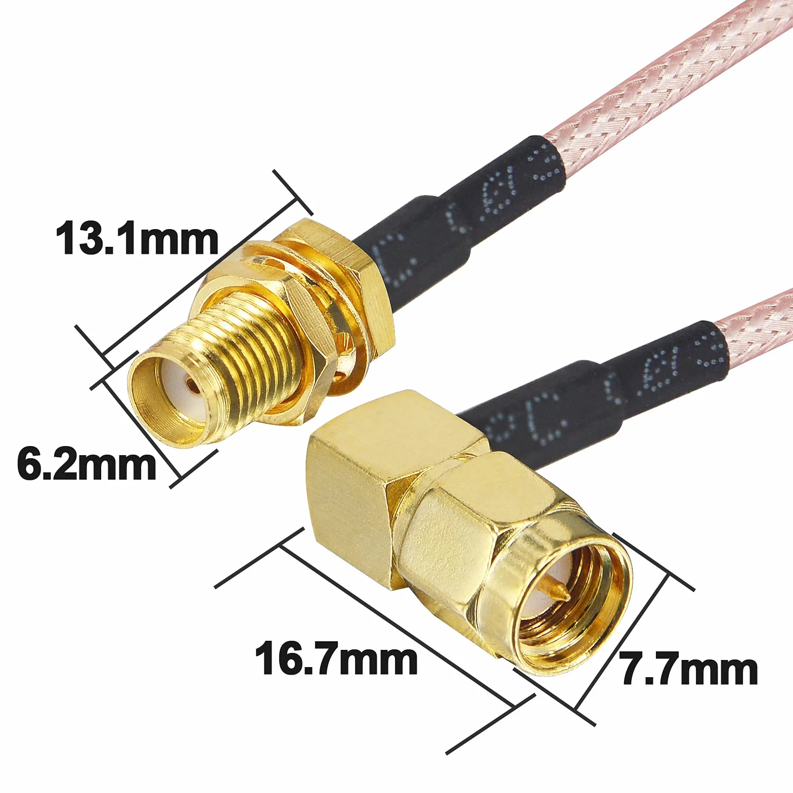 Câble Coaxial RG316 SMA Mâle vers Femelle 1M - Extension Antenne avec Connecteur Angle Droit pour Antenne Mobile/WiFi