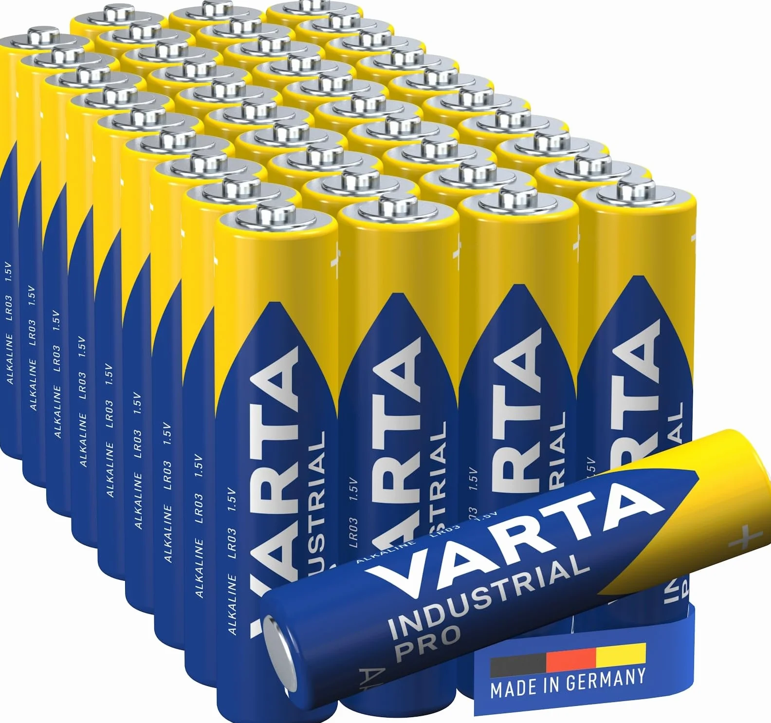 VARTA Piles AAA, lot de 40, Industrial Pro, Batterie Alcaline, 1,5V, pack de stockage en emballage écologique, Made in Germany