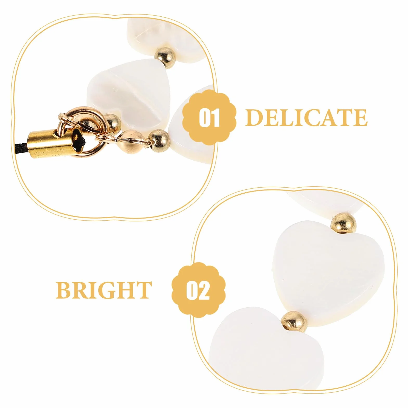 TEHAUX Porte-clés Chaîne Pendentif Cœur en Perles pour Téléphone Portable, Accessoire Décoratif, Chaîne Téléphonique Élégante pour Étui de Téléphone, Bijou pour Femmes, Présent Pratique