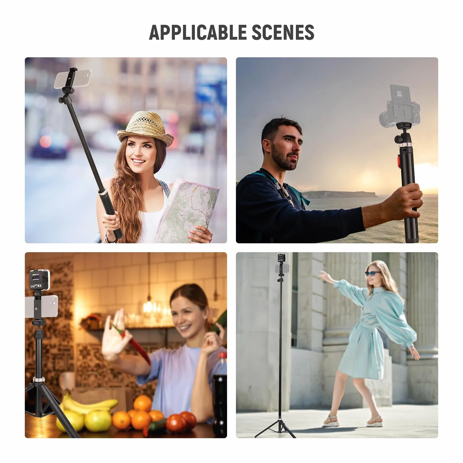 NEEWER Trépied Téléphone Portable & Appareil Photo avec Télécommande, 165,5cm Perche Selfie Métal Trépied Voyage Vlog pour iPhone avec Support Téléphone, pour Canon Sony GoPro, TS05
