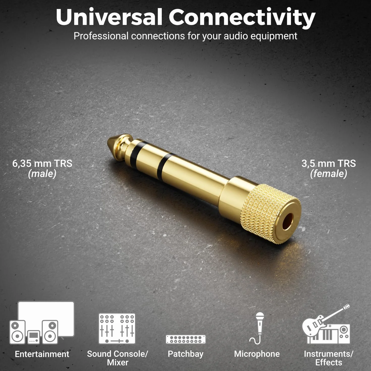 deleyCON Adaptateur Jack 6,35mm vers 3,5mm Coupleur Audio Stéréo