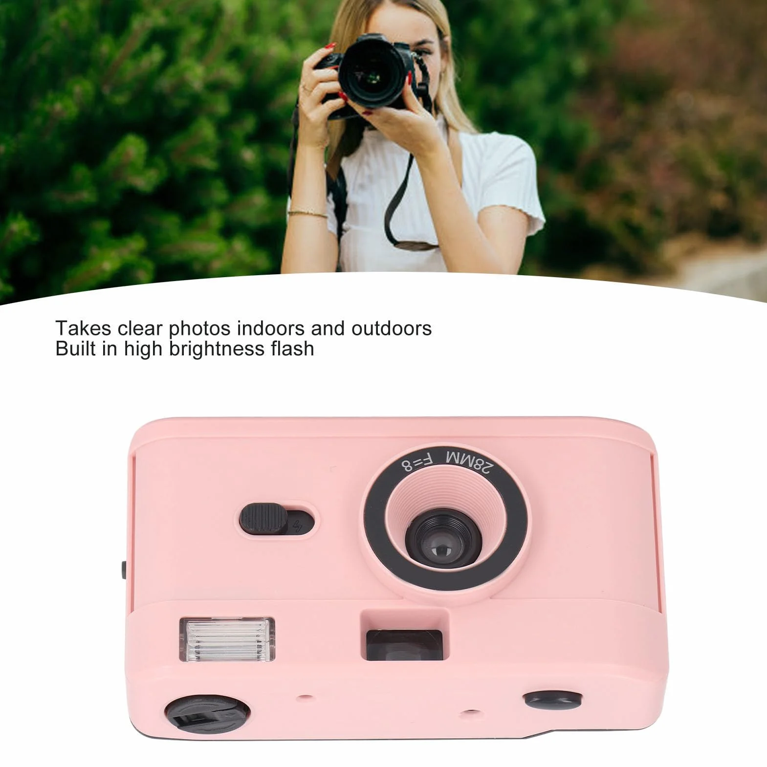 Appareil Photo Argentique 35 Mm, Flash intégré Léger, Appareil Photo Rétro 35 Mm ABS (Pink)