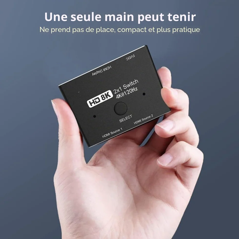 Directionnel HDMI 2.1 Switcher Commutateur Ultra HD 8K Haute Vitesse 48Gbps 2in 1out 8K@60Hz 4K@120Hz Convertisseur Séparateur Compatible avec Les Moniteurs PS5
