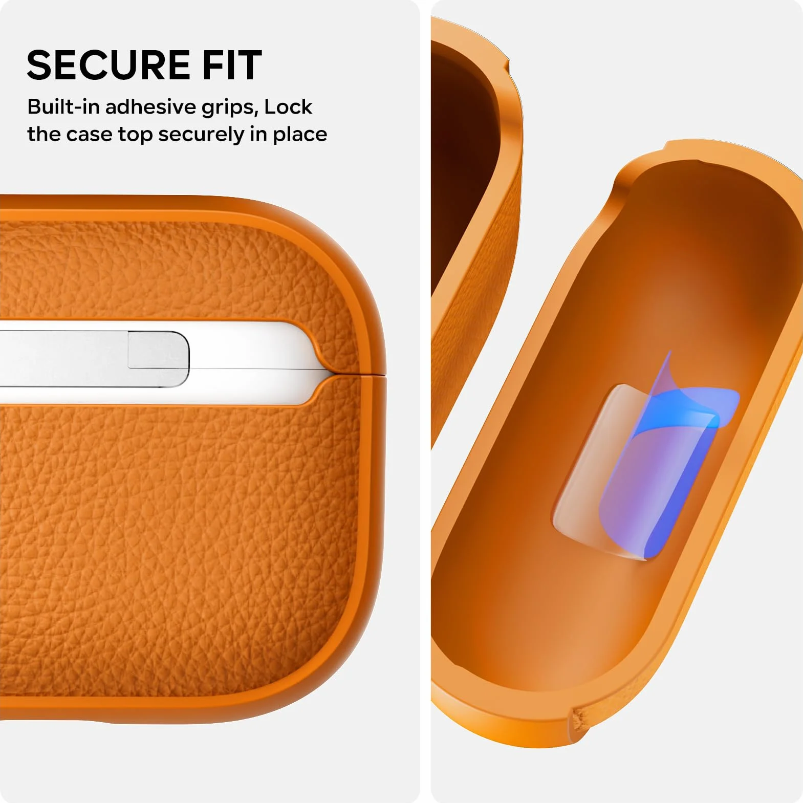 ACRONIX Coque TPU Imitation Cuir pour AirPods Pro 3 (2025) – Résistante aux Rayures et à la Poussière, LED Visible à l'avant, Protection Antichoc, Dragonne et Outil de Démontage Inclu, Orange