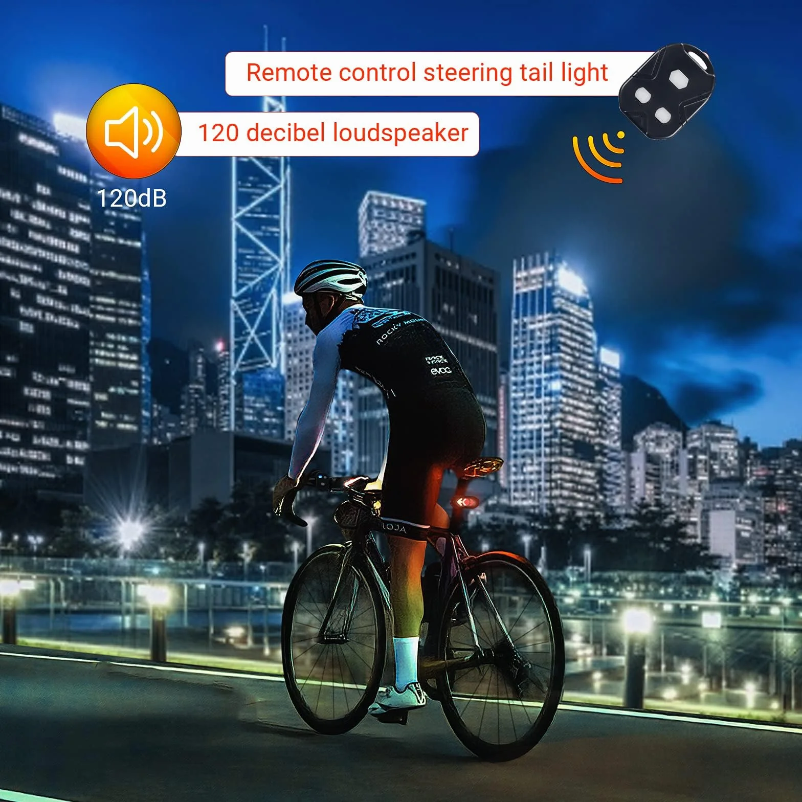 Clignotant Vélo Rechargeable USB avec Klaxon 120 DB Étanche Feu Arrière avec Télécommande Ultra Lumineux pour Nuit