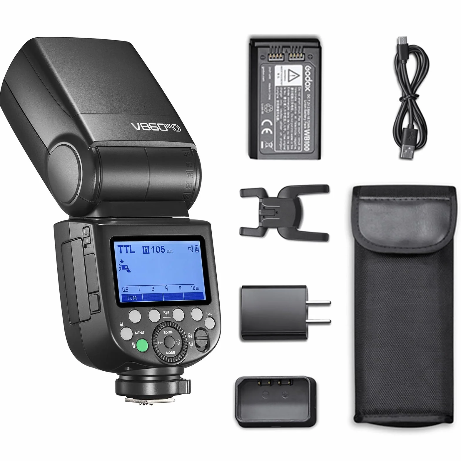 Godox V860III-O Flash pour Appareil Photo Olympus Flash Speedlite 7,2 V/2600 mAh Batterie au Lithium, GN60 2,4 G sans Fil HSS 1/8000 1,5 s Temps de Recyclage 10 Niveaux LED Modeling Light