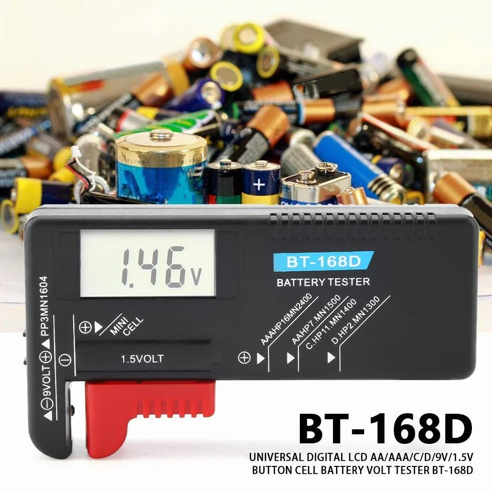 BT-168D Testeur de Batterie LCD Numérique pour Piles AA/AAA/C/D/9V et Piles Bouton