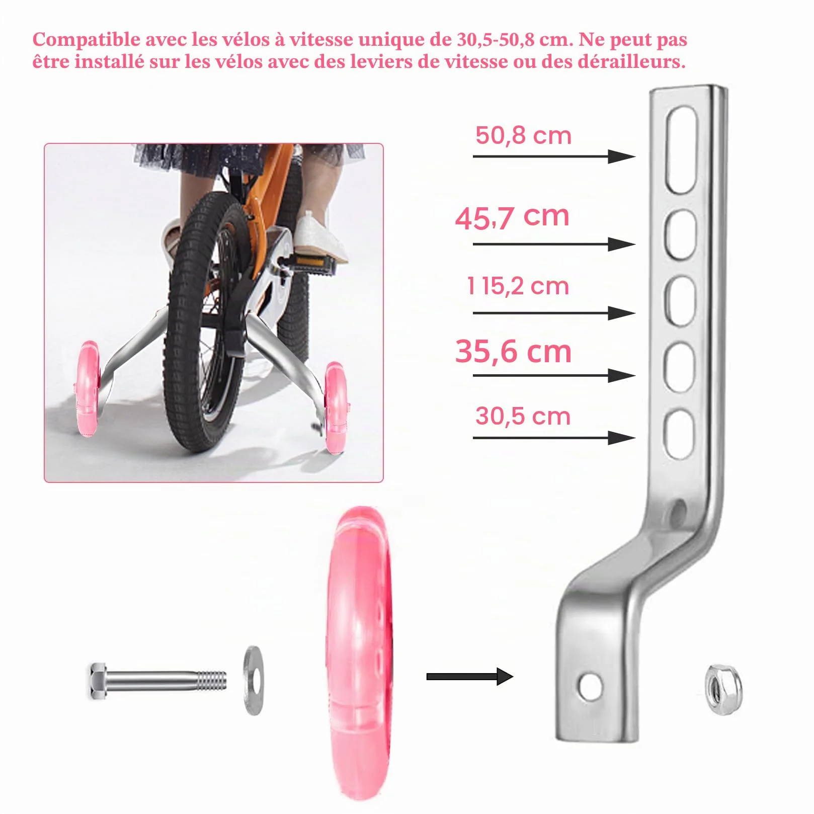 Roues stabilisatrices universelles Flash pour vélo enfant 12-20 pouces