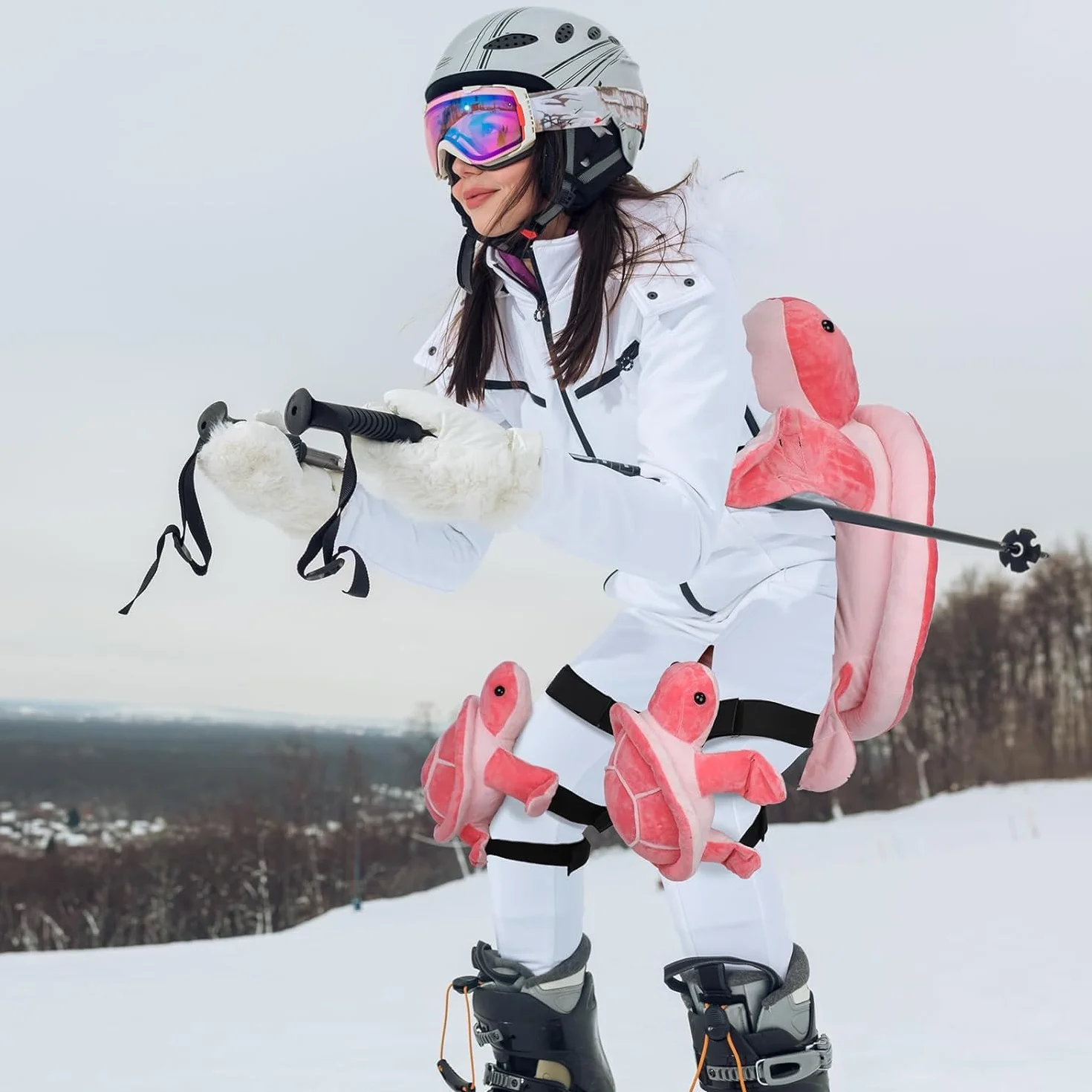 Lot de 3 protections tortues 3D pour snowboard, ski, protection hanches, genouillère enfants adultes