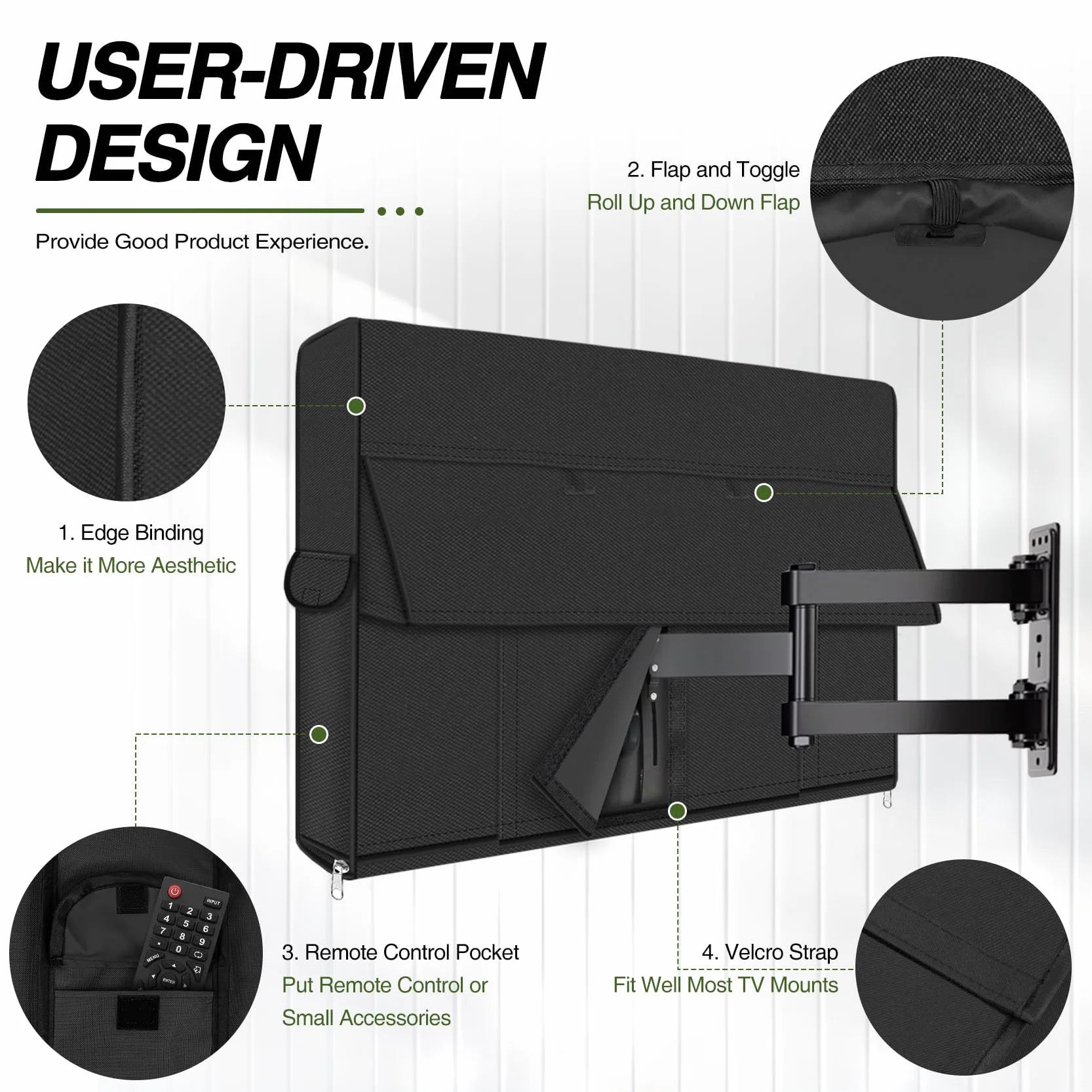 Porch Shield Housse de protection complète pour TV d'extérieur de 40 à 43" – Protection complète contre les intempéries pour TV LCD, LED, compatible avec supports muraux et supports (noir)