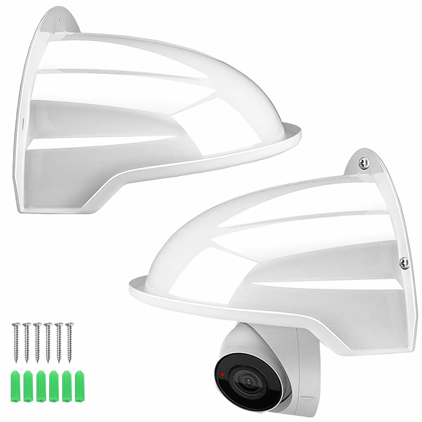 2 Pièces Protection Caméra Extérieure, Boîtier Plastique Résistant aux Intempéries, Moniteur Avec Protection Solaire et Contre la Pluie pour Caméras Bullet et Dome