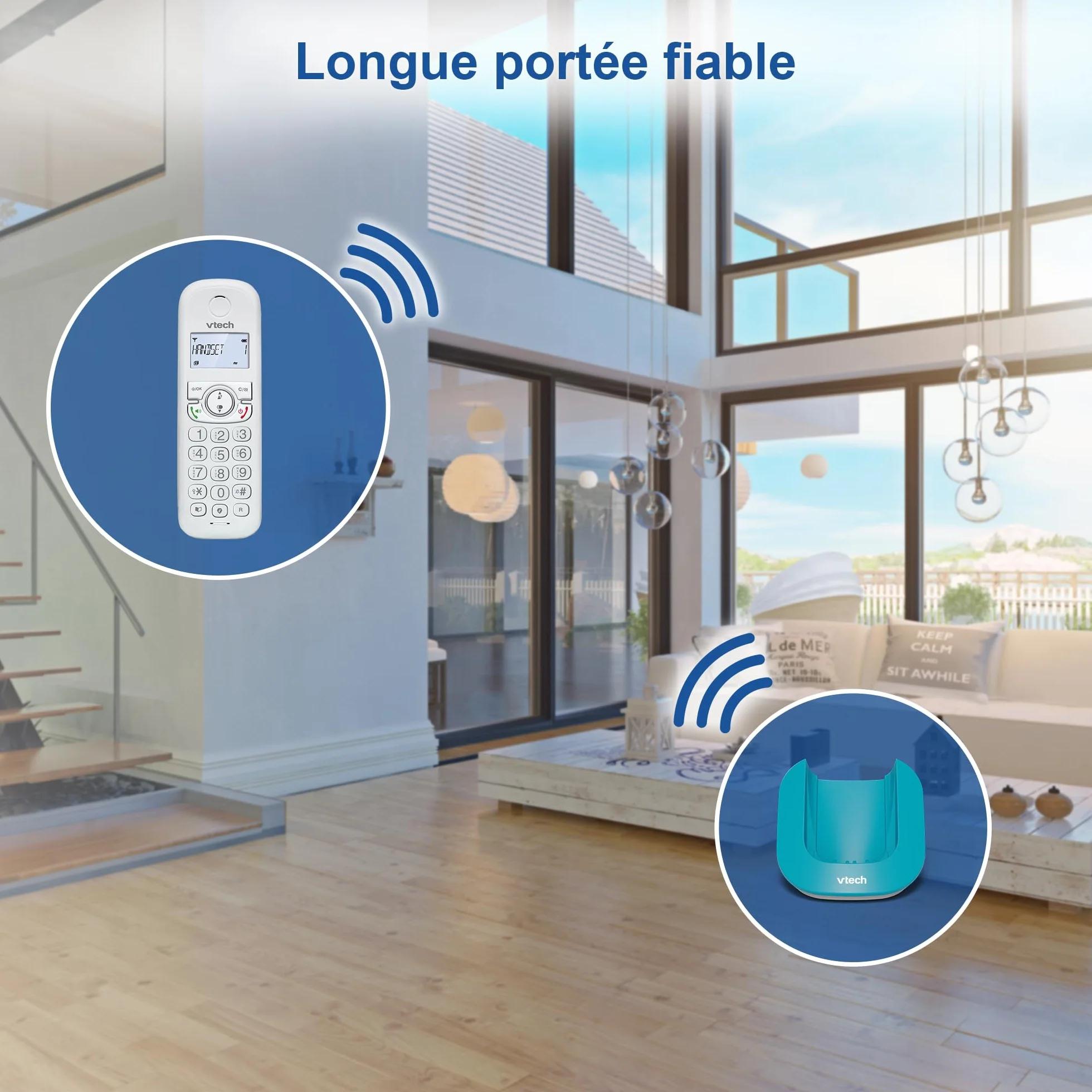 VTech CS1500 Téléphone sans Fil DECT Double Charge avec Blocage d'appel, Identification Appelant, Haut-Parleur Mains Libres