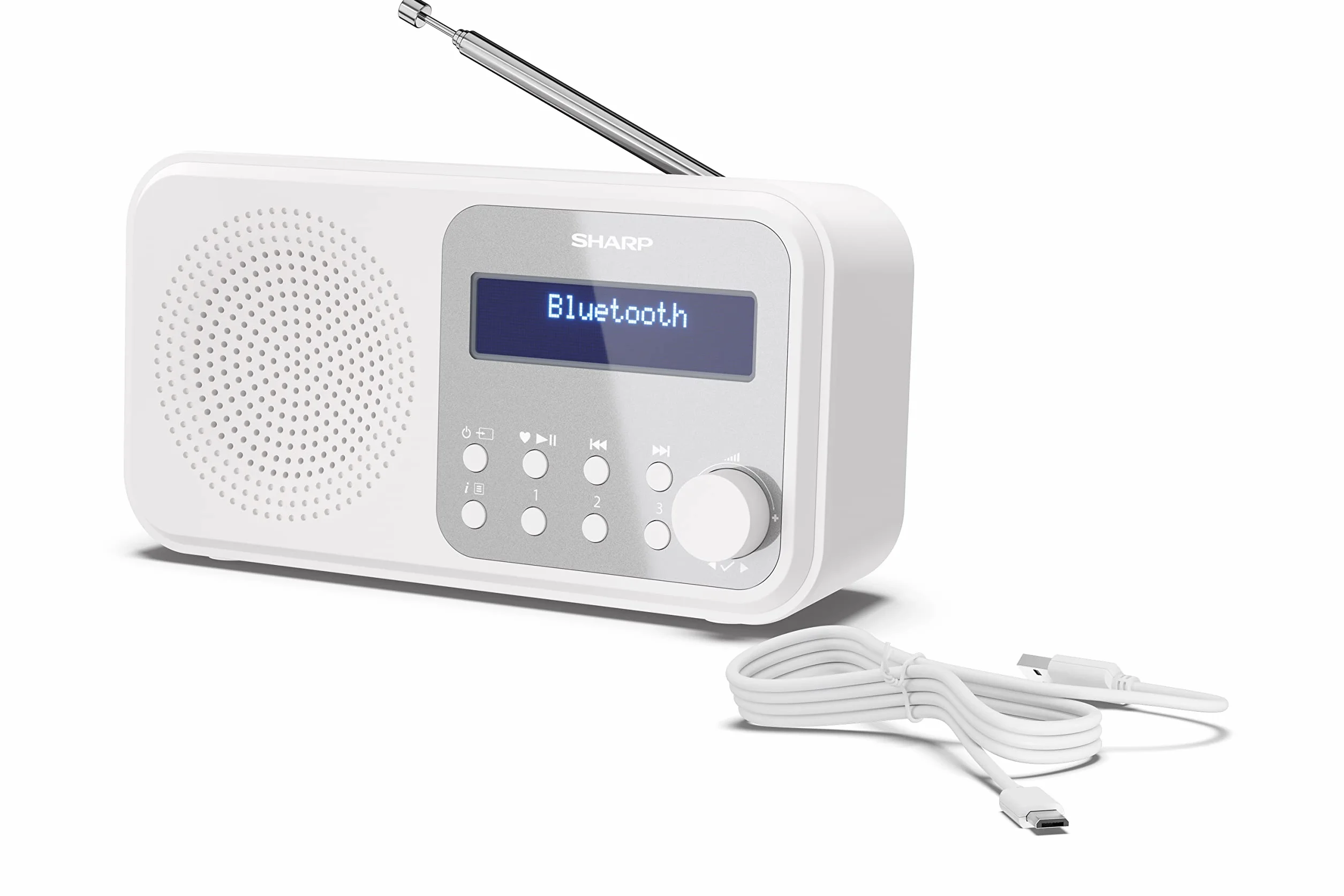 SHARP DR-P420 (WH) Radio numérique Portable Tokyo (Dab/Dab+/FM avec RDS, Bluetooth, USB ou Piles) Blanc