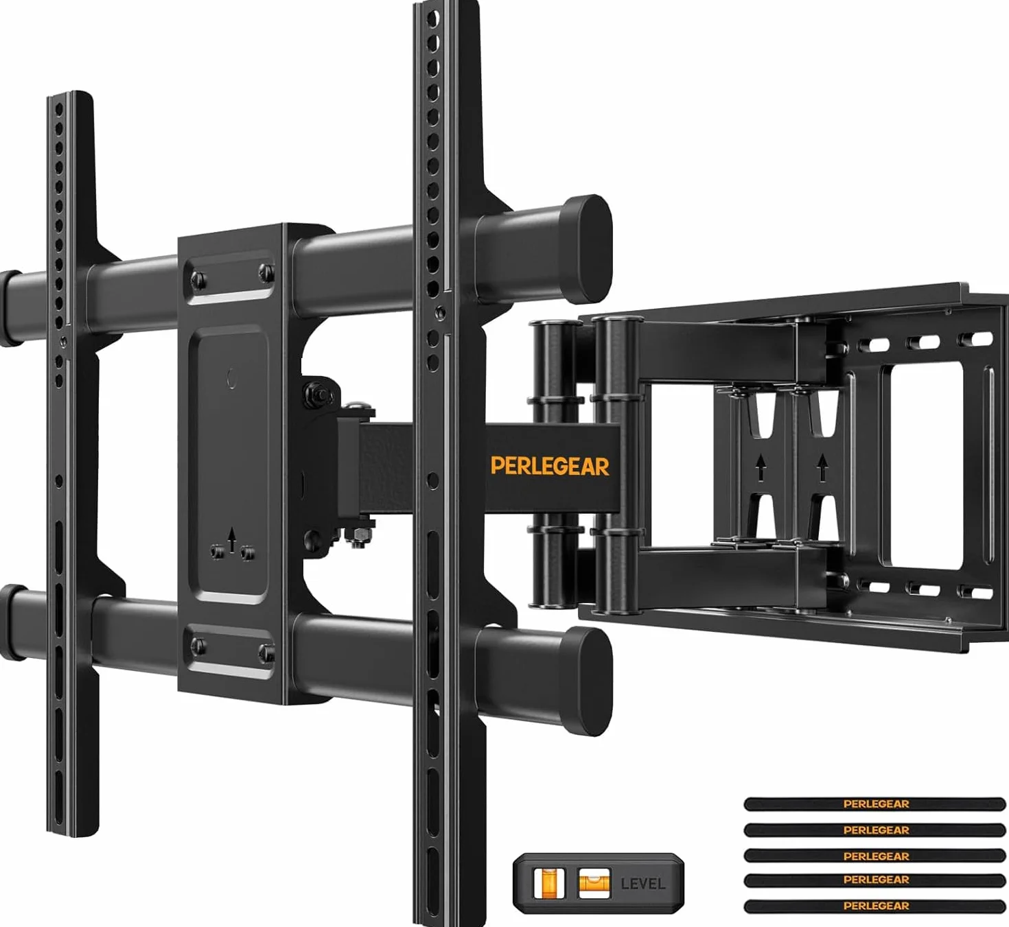 Perlegear Support Mural TV 37-84 Pouces 60KG Fixation TV Murale Inclinable Orientable VESA 600x400mm