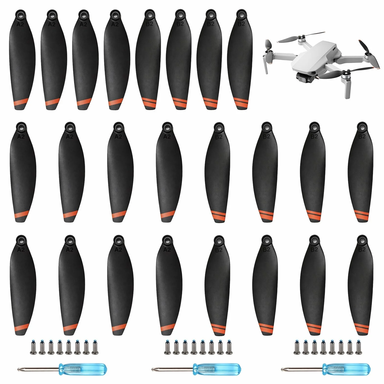 24 hélices pour DJI Mini 4K, Mini 2 SE/2/SE, set de remplacement d'hélices 4726FM, à faible bruit, vis aériennes, accessoires pour drones avec vis et tournevis