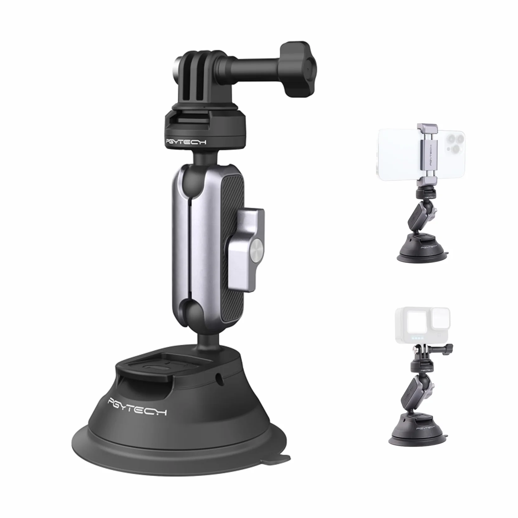 PGYTECH CapLock Support à Ventouse pour DJI OSMO 360/Action 6/Pocket 4/3, Suction Cup pour Gopro Hero 13/12/11, Action Caméra Accessoire pour Insta360 Ace Pro 2/X5/One RS avec Filetage 1/4"-20