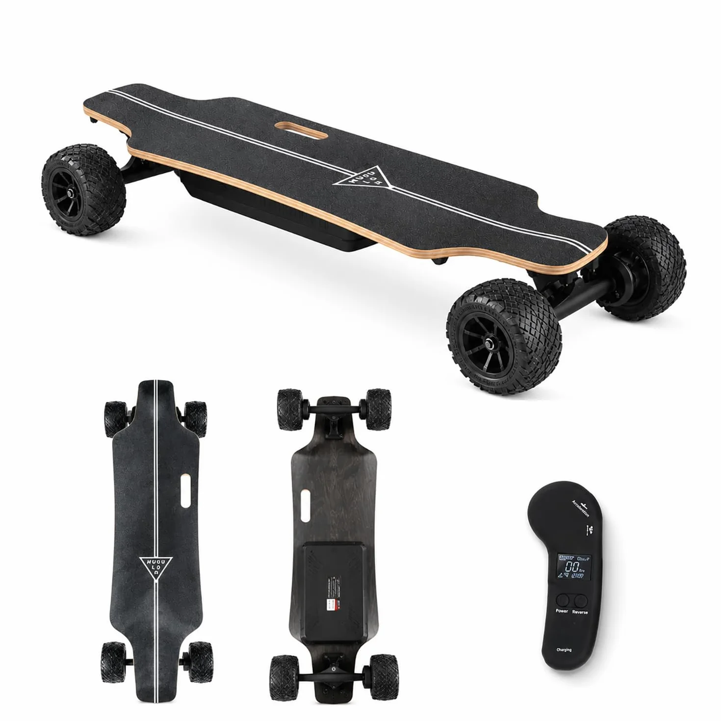 Skate Électrique Portable 105mm Double Moteur Télécommande LCD