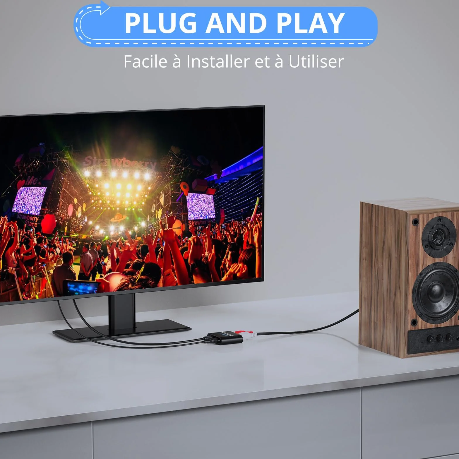 CAMWAY Convertisseur DAC 192kHz SPDIF vers RCA Optique Toslink vers 3.5mm Audio Numérique Analogique
