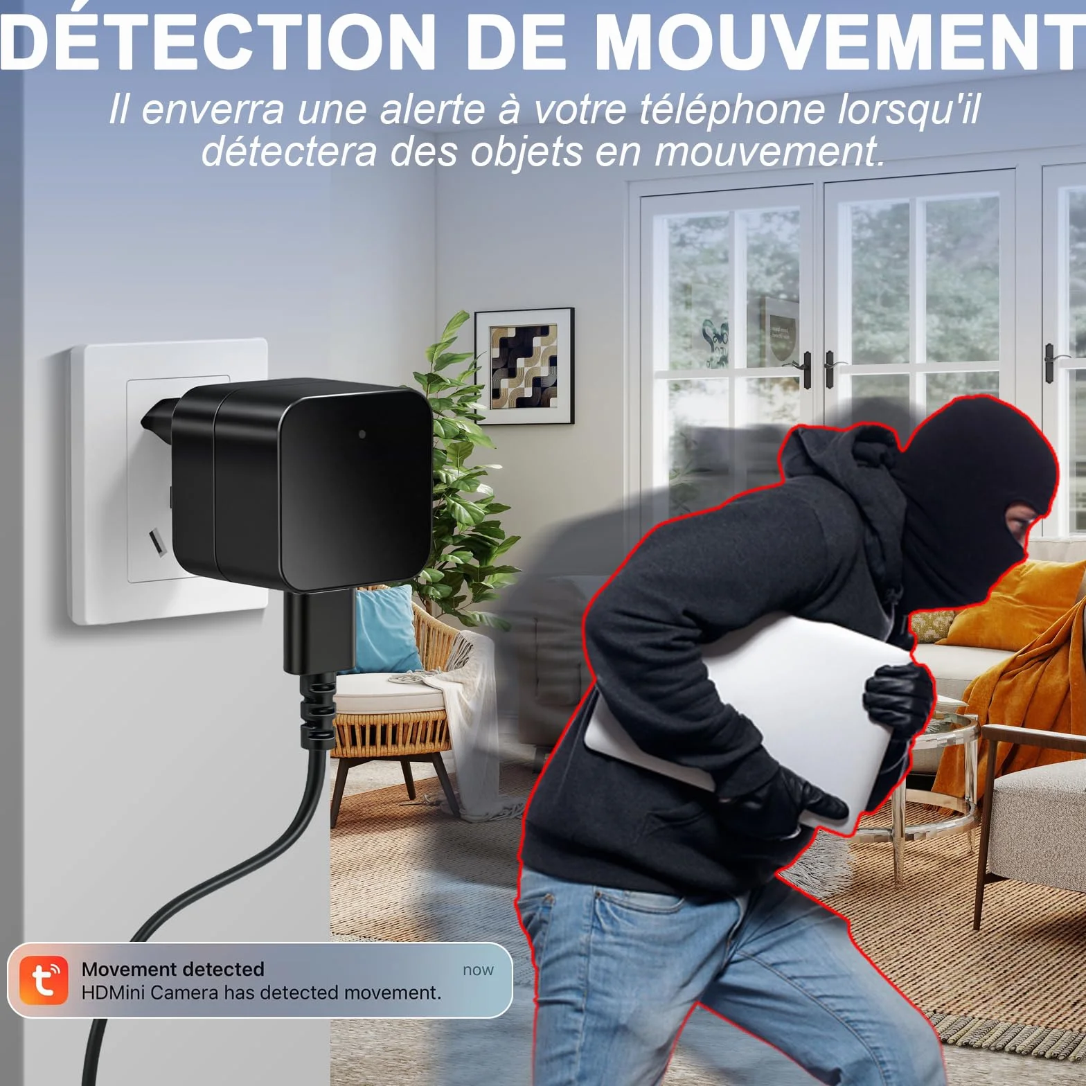 Caméra Espion WiFi 5G Cachée dans Chargeur USB Mini 1080P Détection Mouvement Enregistrement Boucle Visionnage à Distance Normes Européennes