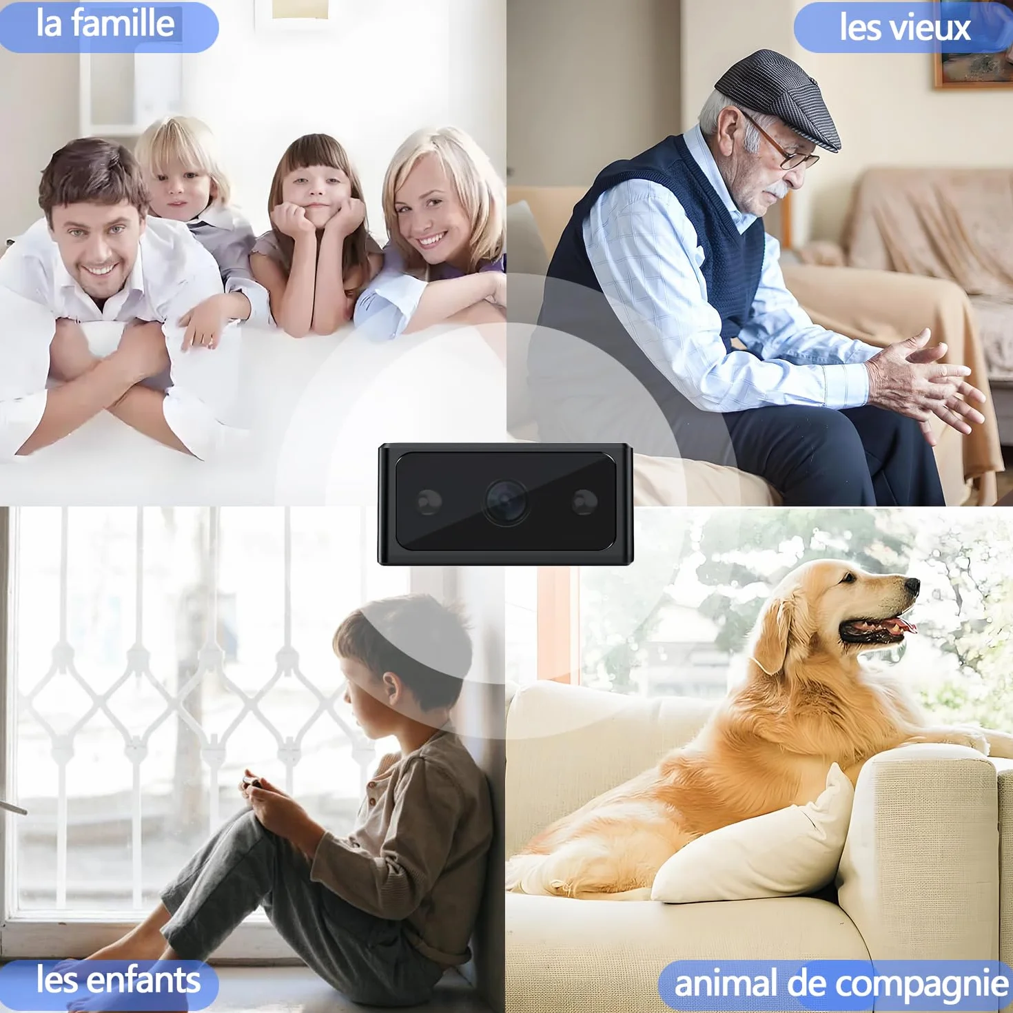 Caméra de surveillance intérieure/extérieure-Caméra cachée-Caméra HD 1080P, caméra mini-Convient pour le domicile,le bureau,la surveillance des animaux de compagnie et des enfants (sans WiFi)