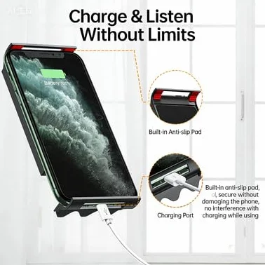 Support de téléphone portable réglable 2 en 1 – 30 cm et clip de support de bureau / lit universel pour iPhone 15/14, idéal pour le streaming en direct, la cuisine, les réunions et les films