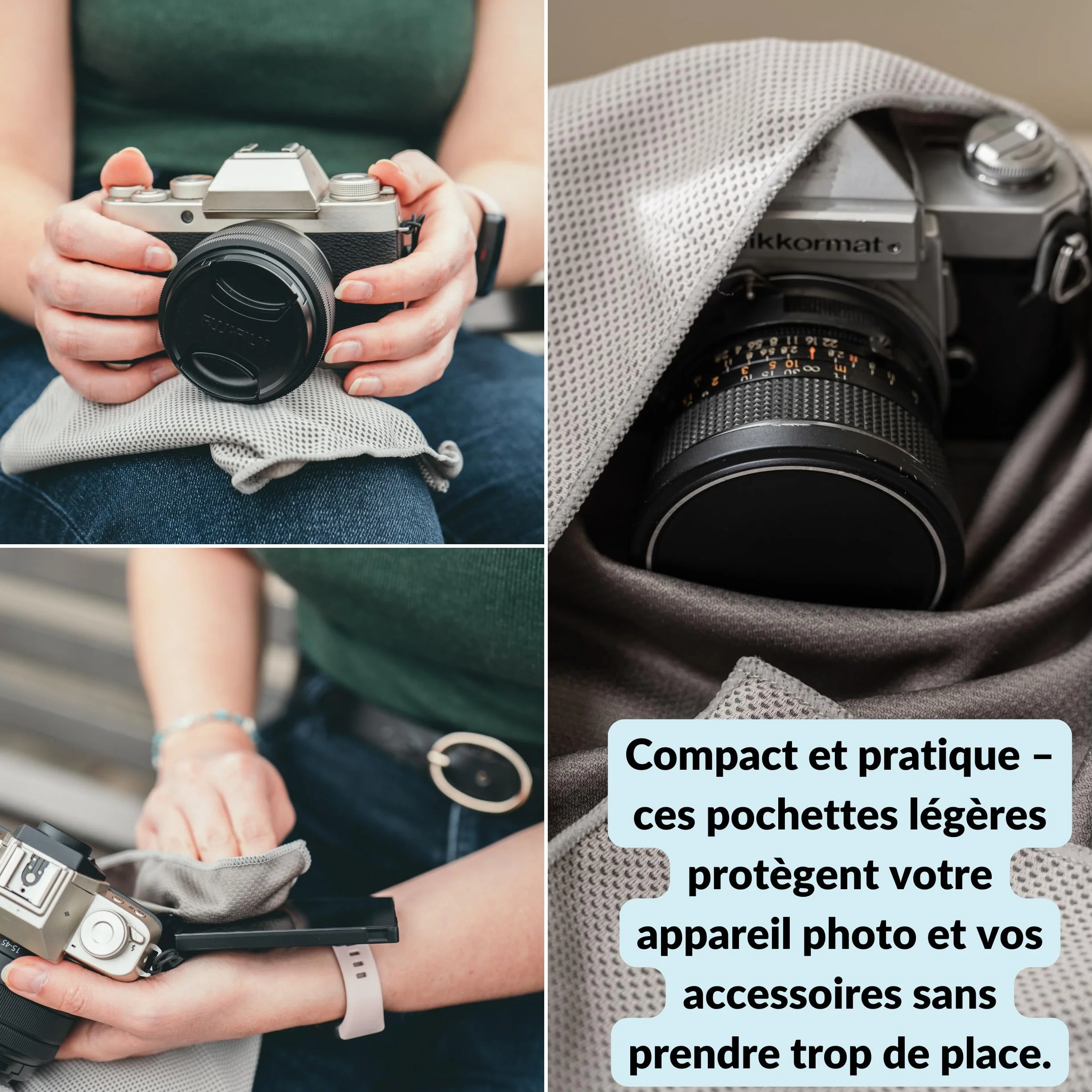 Pochette pour Appareil Photo LENS-AID, Sac pour Reflex Numérique, Gris, M (19 x 16 cm)