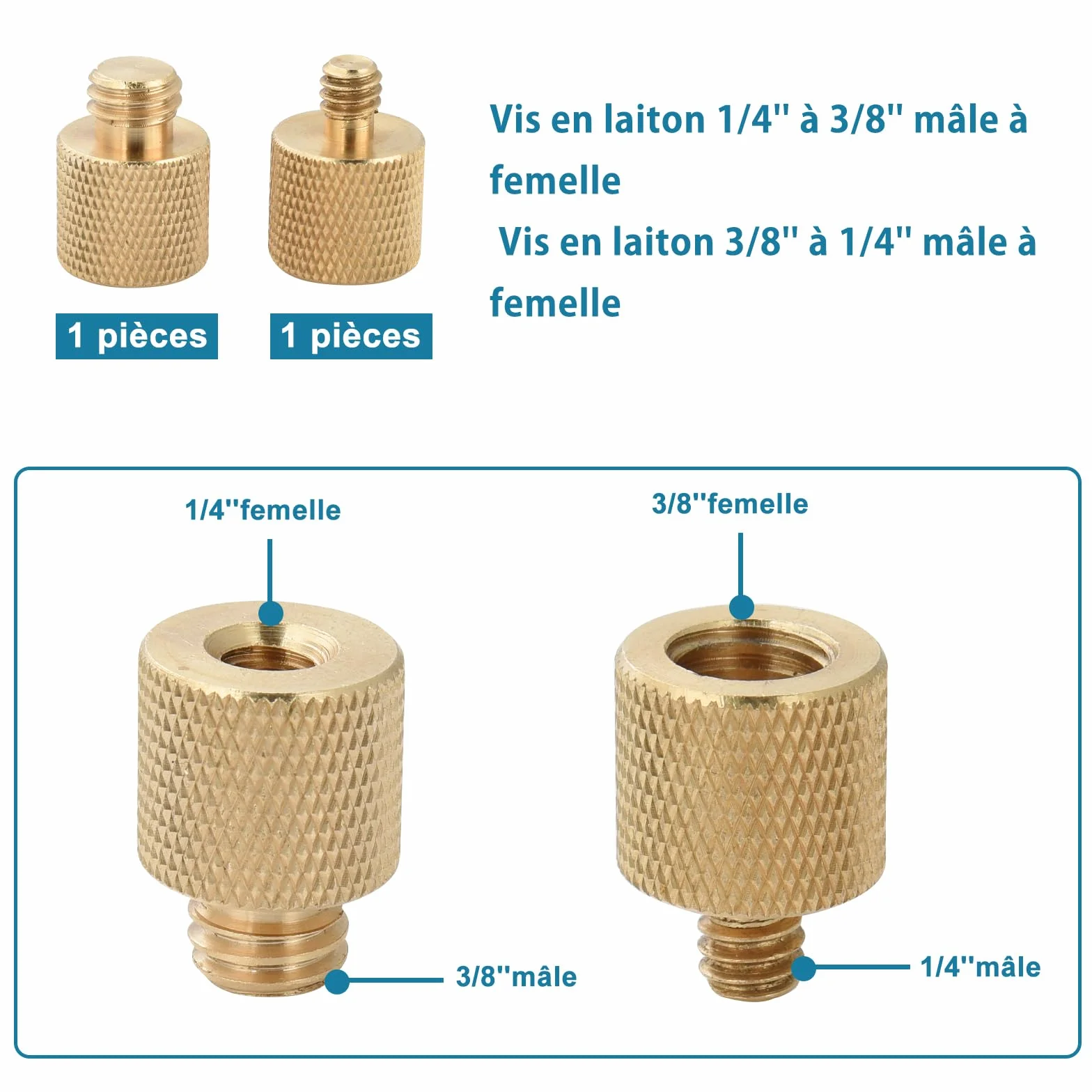 UTEBIT 22 PCS Vis Adaptateur Caméra 1/4" à 3/8" Adaptateur de Vis pour Trépied, Appareil Photo, Accessoires Trépieds et Monopods, Rotule, Flash, Plaque de Fixation Rapide