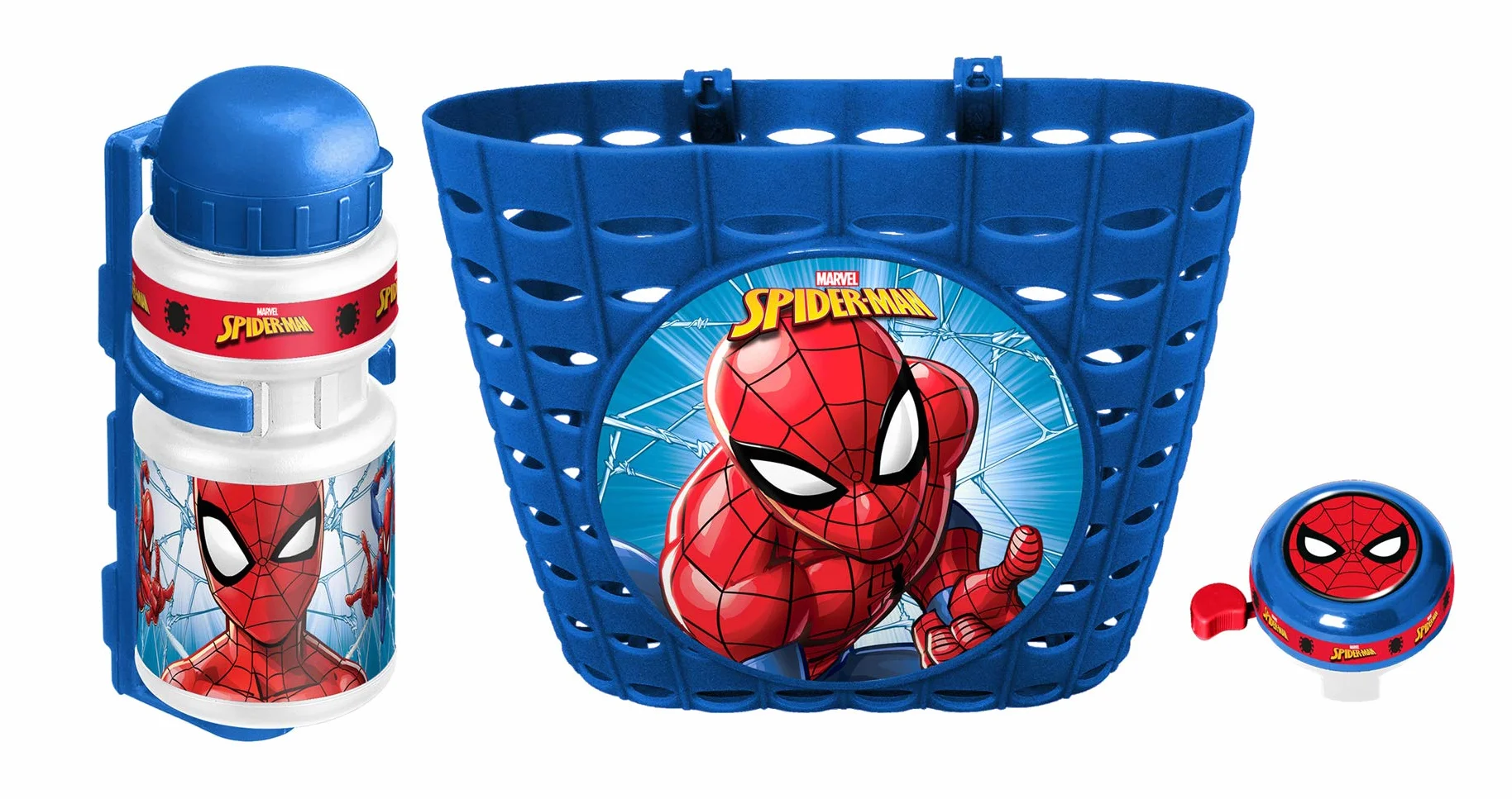 Spiderman Combo Corbeille Bidon Sonnette Bleu
