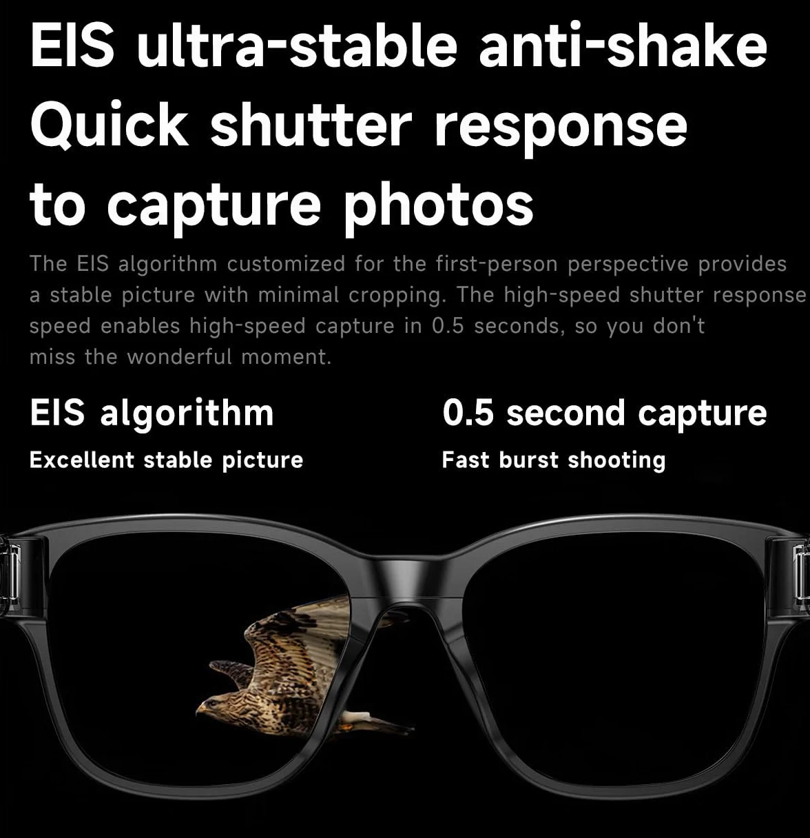 Lunettes Intelligentes AI avec Caméra 8MP, Lunette Camera Bluetooth Homme, Traduction IA Temps Réel, Audio Open-Ear, Lentilles Automatiques, Protection UV, Vidéo HD 1200P