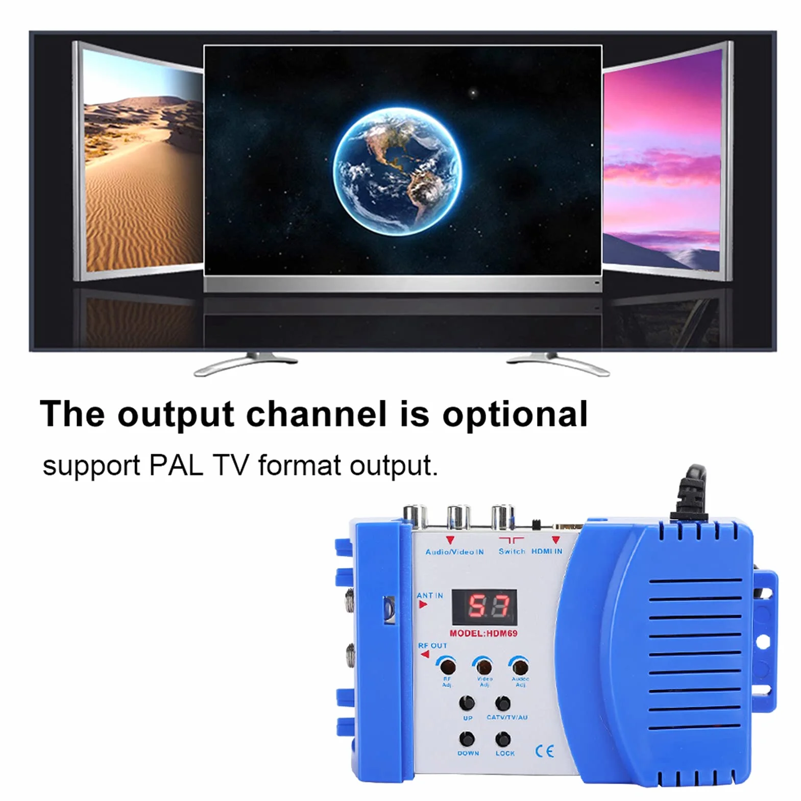 Modulateur RF Numérique, Convertisseur AV vers RF Modulateur Portable Standard VHF UHF PAL, Convertisseur HDMI vers RF 1080p