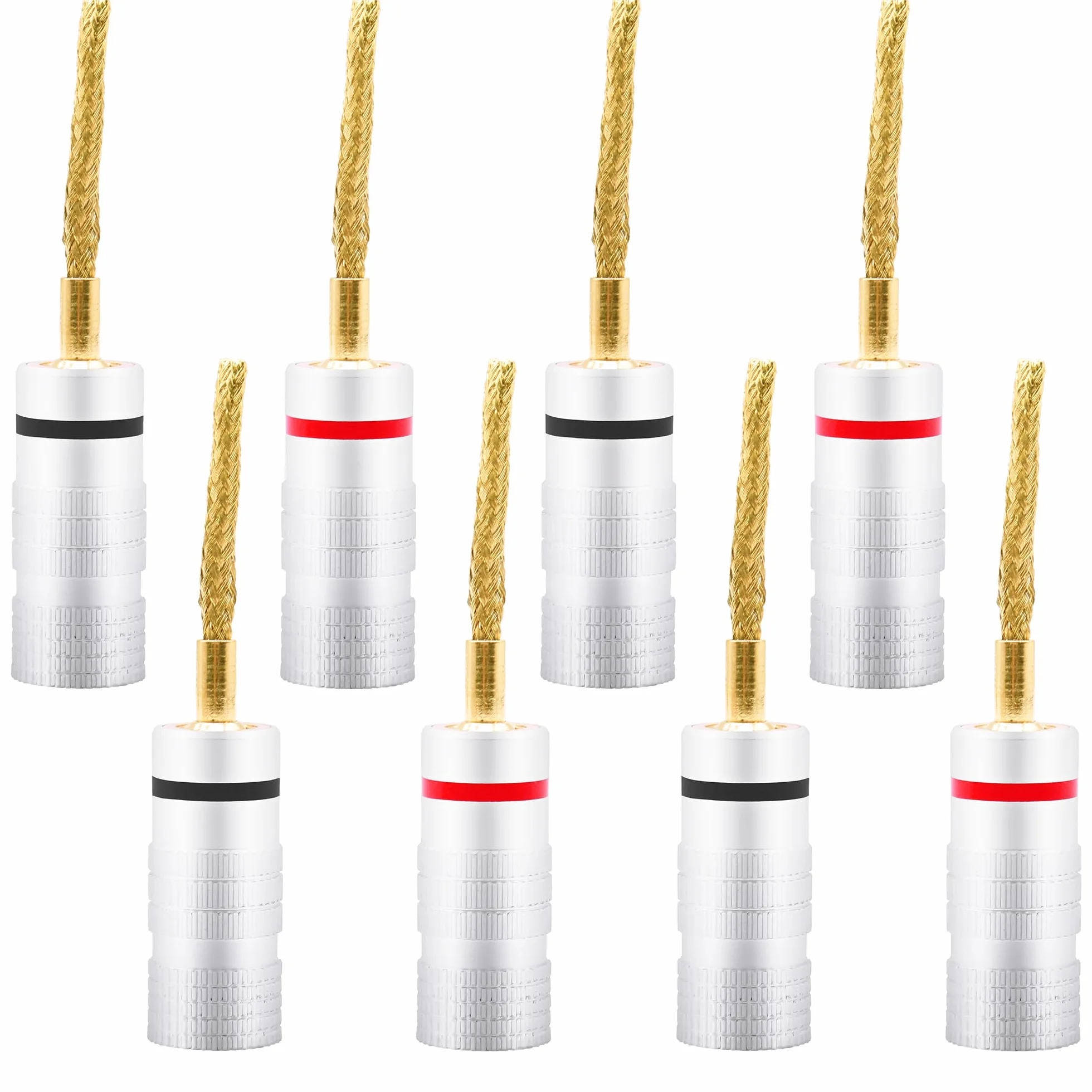 Flex Pin Banana Lot de 8 connecteurs tressés plaqués or 2 mm Soft Weaving Banana Pin Connectors Bornes sans soudure pour amplificateur, haut-parleur, câble audio maison