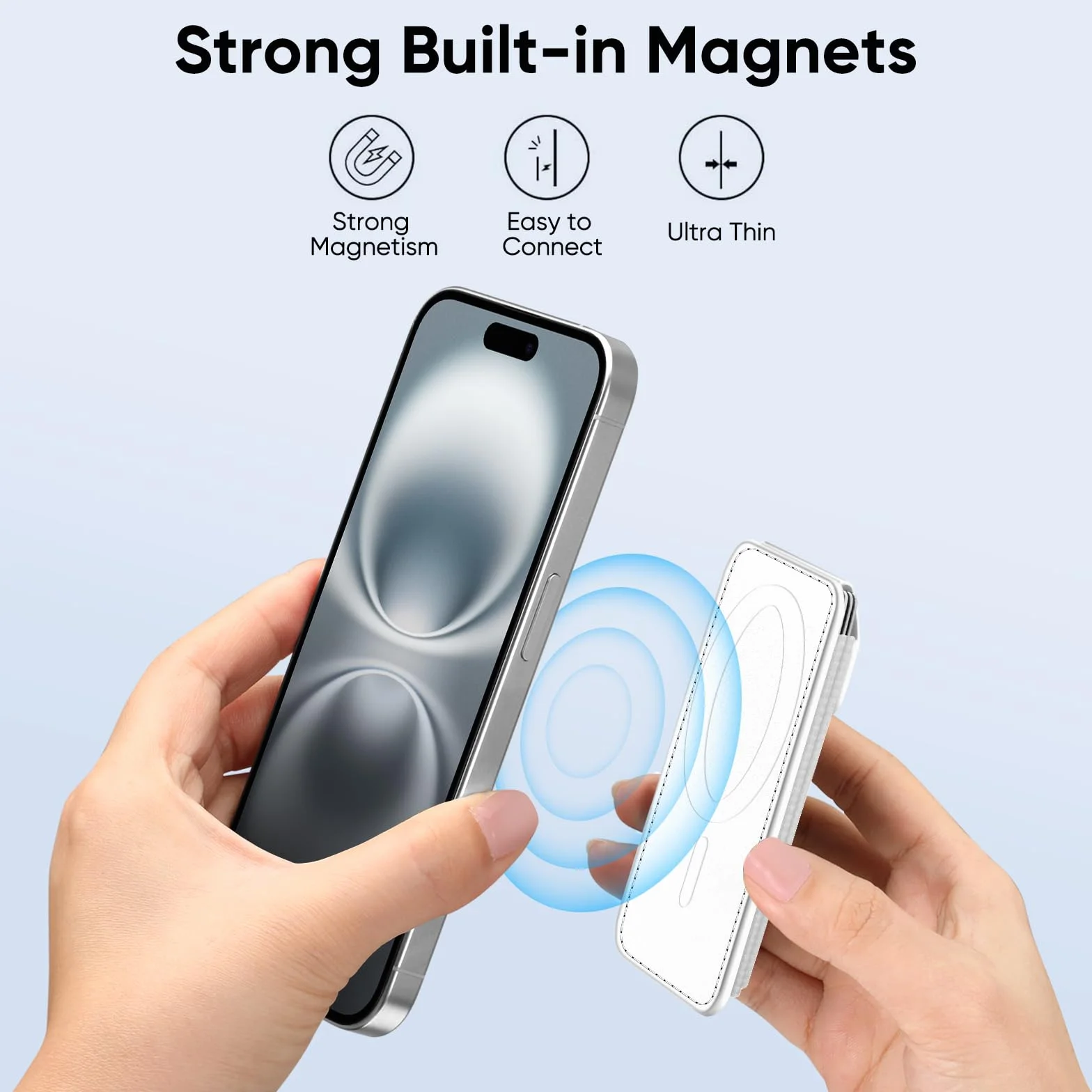 CASEBOT Porte-Cartes magnétique RFID pour iPhone 17/16/15/14/13/12, Cuir Slim, 6 Cartes