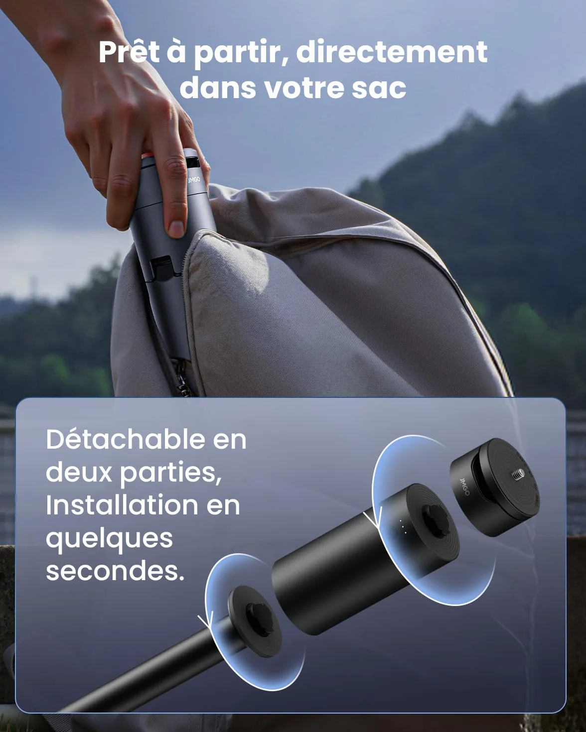 JMGO Power Bank 20 000 mAh 65 W Trépied réglable pour Projecteur PicoPlay PicoPlay+ PicoFlix N1S Nano