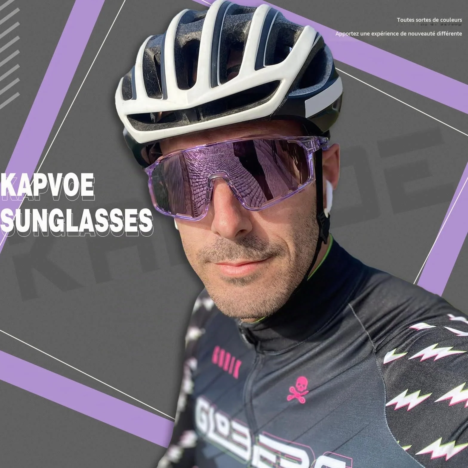 KAPVOE Lunette de Cyclisme Photochromique TR90 UV400 Homme Femme Vélo