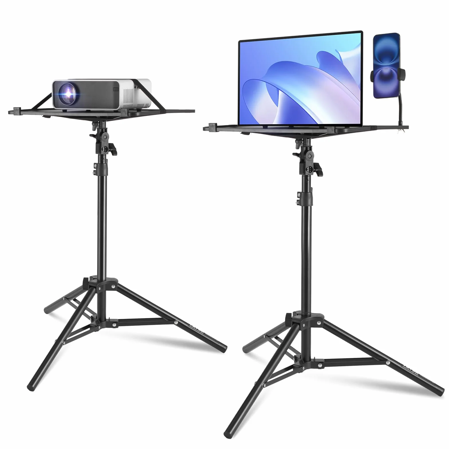 VEVOR Support Trépied Vidéoprojecteur Hauteur Réglable 68,5-160 cm avec Plateau et Support Téléphone