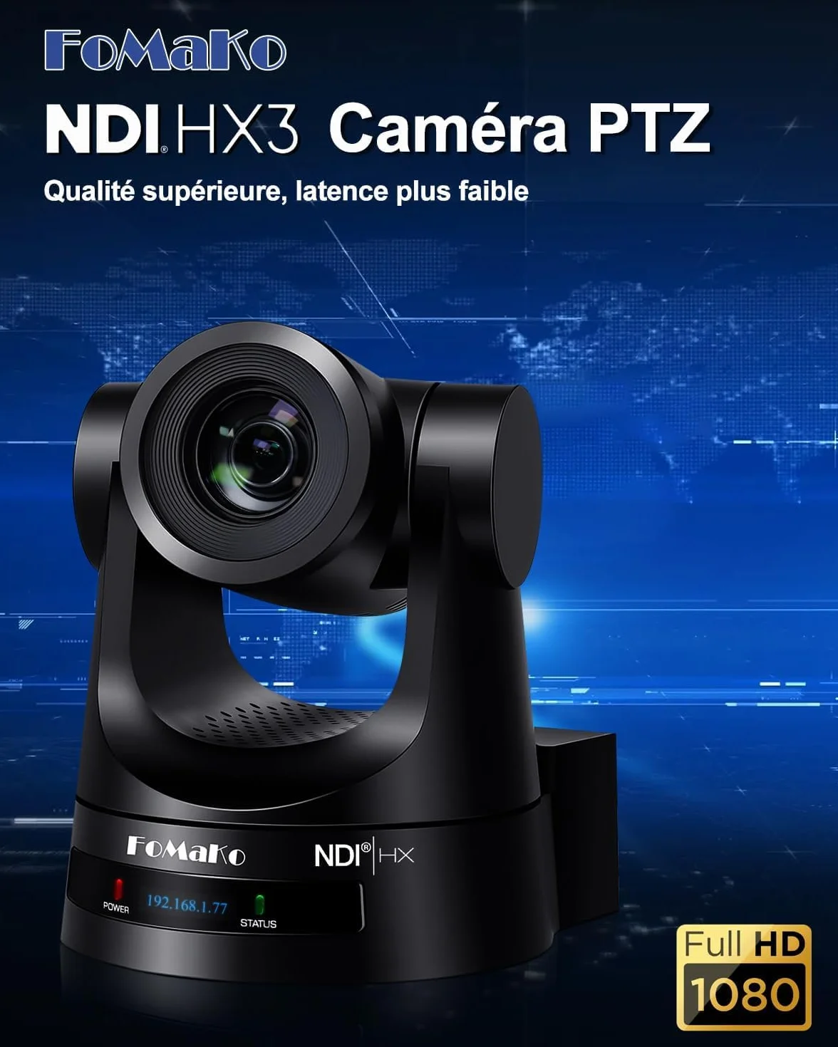 FoMaKo BN302 Ensemble de Caméra PTZ NDI HX3, 30x Zoom Optique, Suivi-Automatique IA 1080P 60ips avec 3G-SDI HDMI USB3.0 LAN(NDI|HX3, NDI6, PoE), 2*Caméra 30x Zoom NDI + 1* Contrôleur PTZ NDI