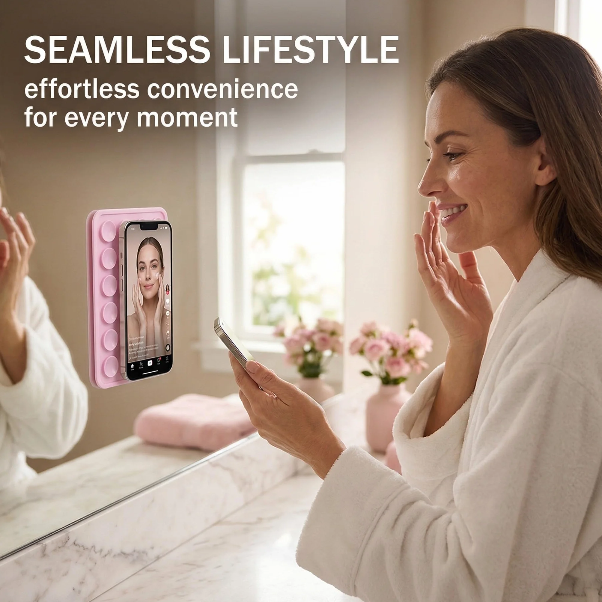 4 Pièces Ventouse Téléphone Portable double face en silicone Ventouse Silicone Coque Qui Adhère Au Mur Support mains libres pour miroir de douche et poignée à selfie de voiture