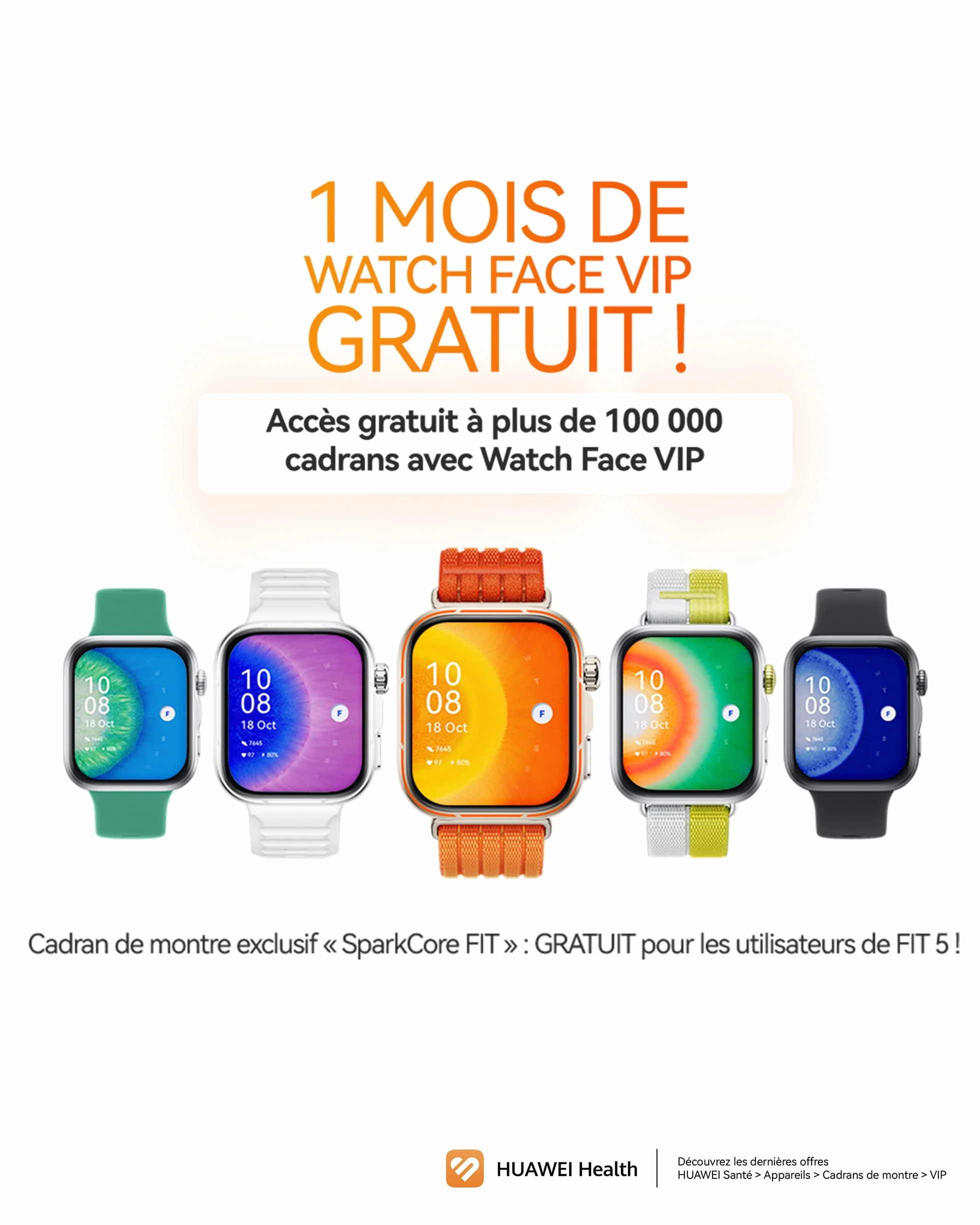 HUAWEI Watch FIT 5 Pro Montre connectée GPS ECG Écran AMOLED 1,92'' Verre Saphir Résistance à l'eau 5 ATM NFC Orange