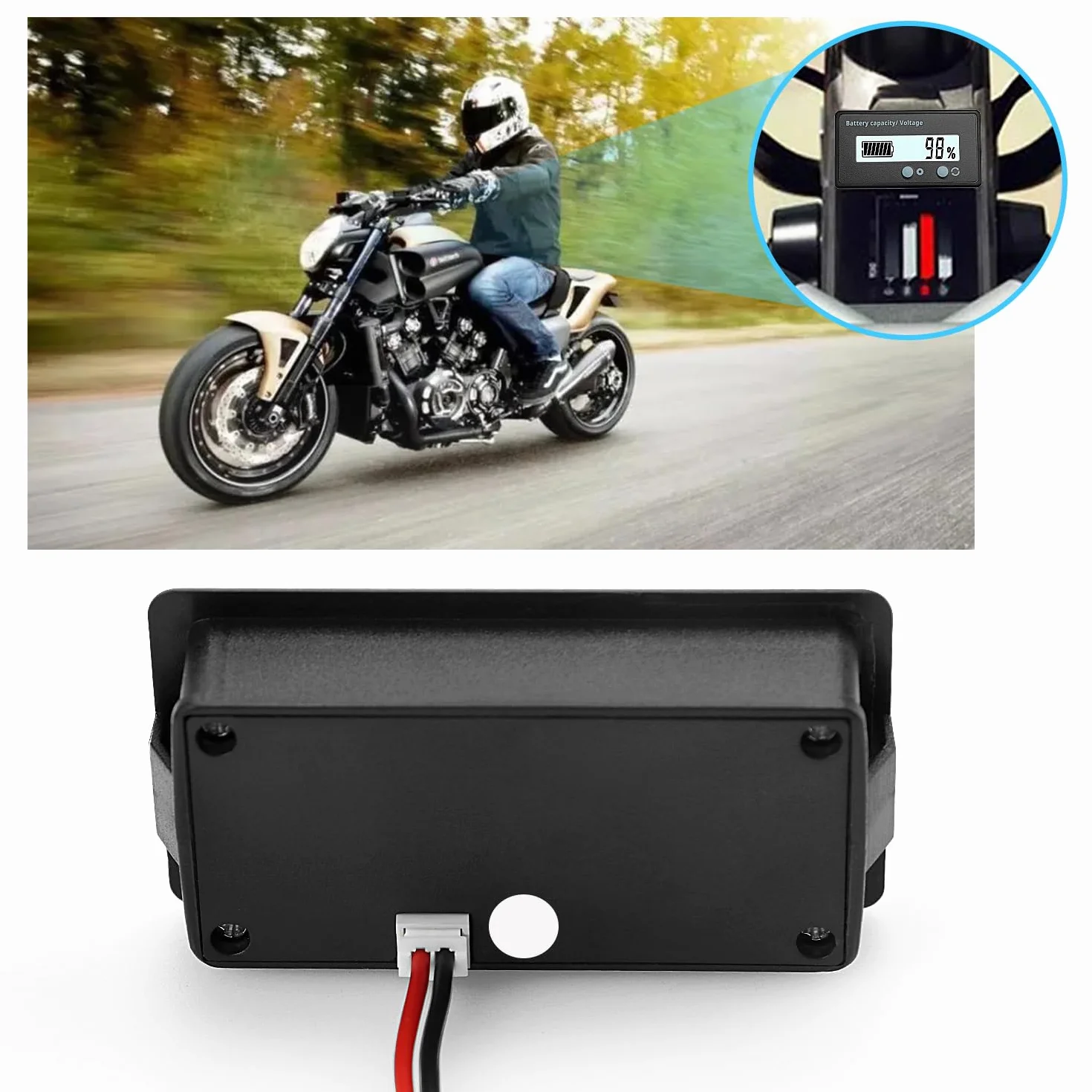 VooGenzek Compteur de Batterie CC, Moniteur de Voltmètre Capacité, Indicateur Batterie Plomb, Écran LCD DC 12V 24V 36V 48V