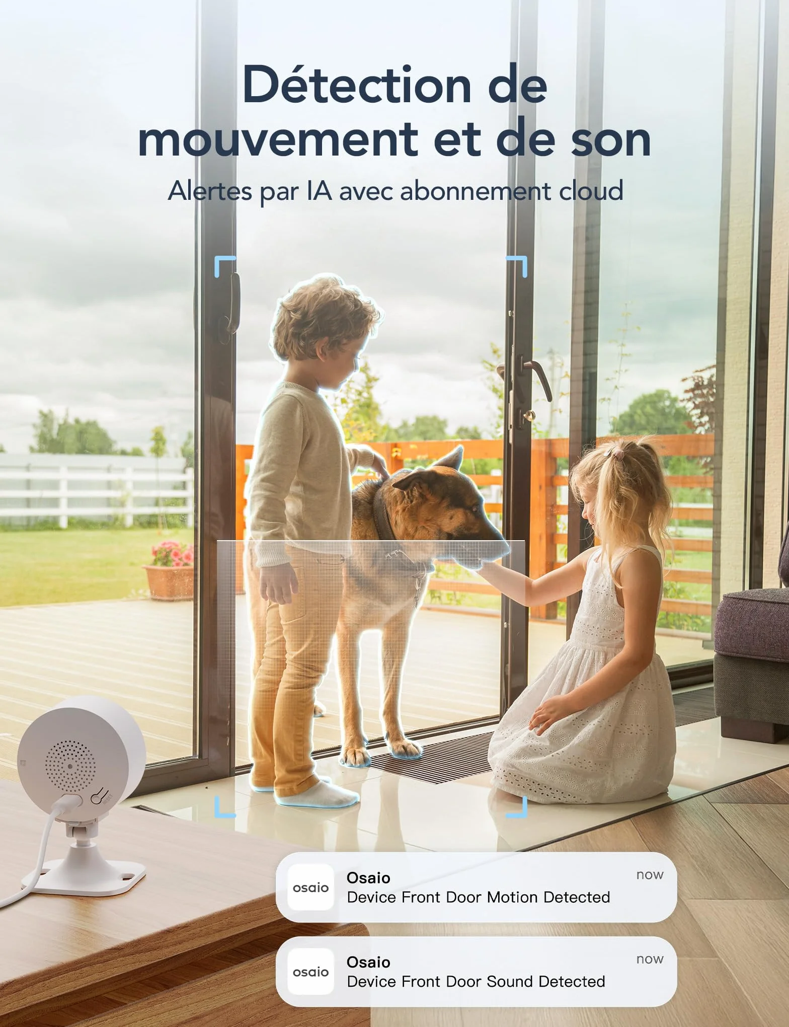 GNCC Caméra de sécurité intérieure 1080p Wi-Fi 2,4 GHz détection Mouvement IA Audio bidirectionnel Vision Nocturne Stockage Cloud