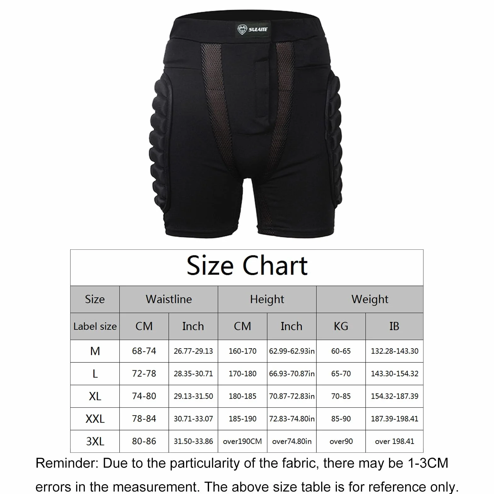 Short de protection rembourré snowboard ski 3D hanches fesses coccyx homme femme M-XXXL