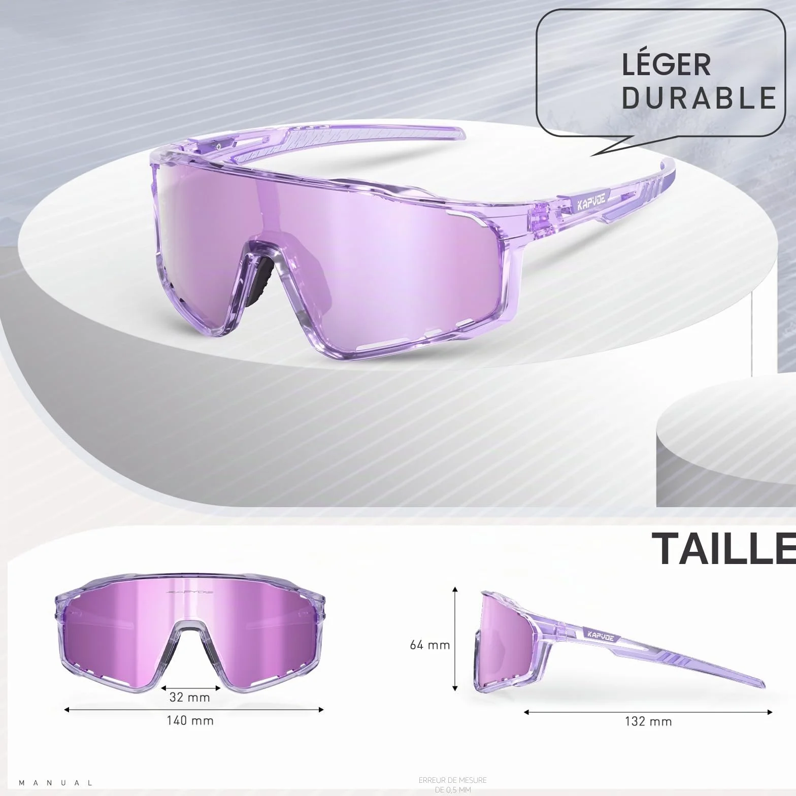 KAPVOE Lunette de Cyclisme Photochromique TR90 UV400 Homme Femme Vélo
